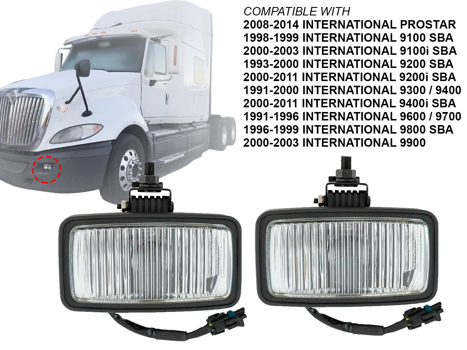 Auto Parts Avenue Apa Replacement Fog Lamp With Bulb For 08-14 Prostar 93-11 9100 9200 9300 9400 9600 9700 9800 9700 Pair Passenger Right Rh And Driver Left Lh Side