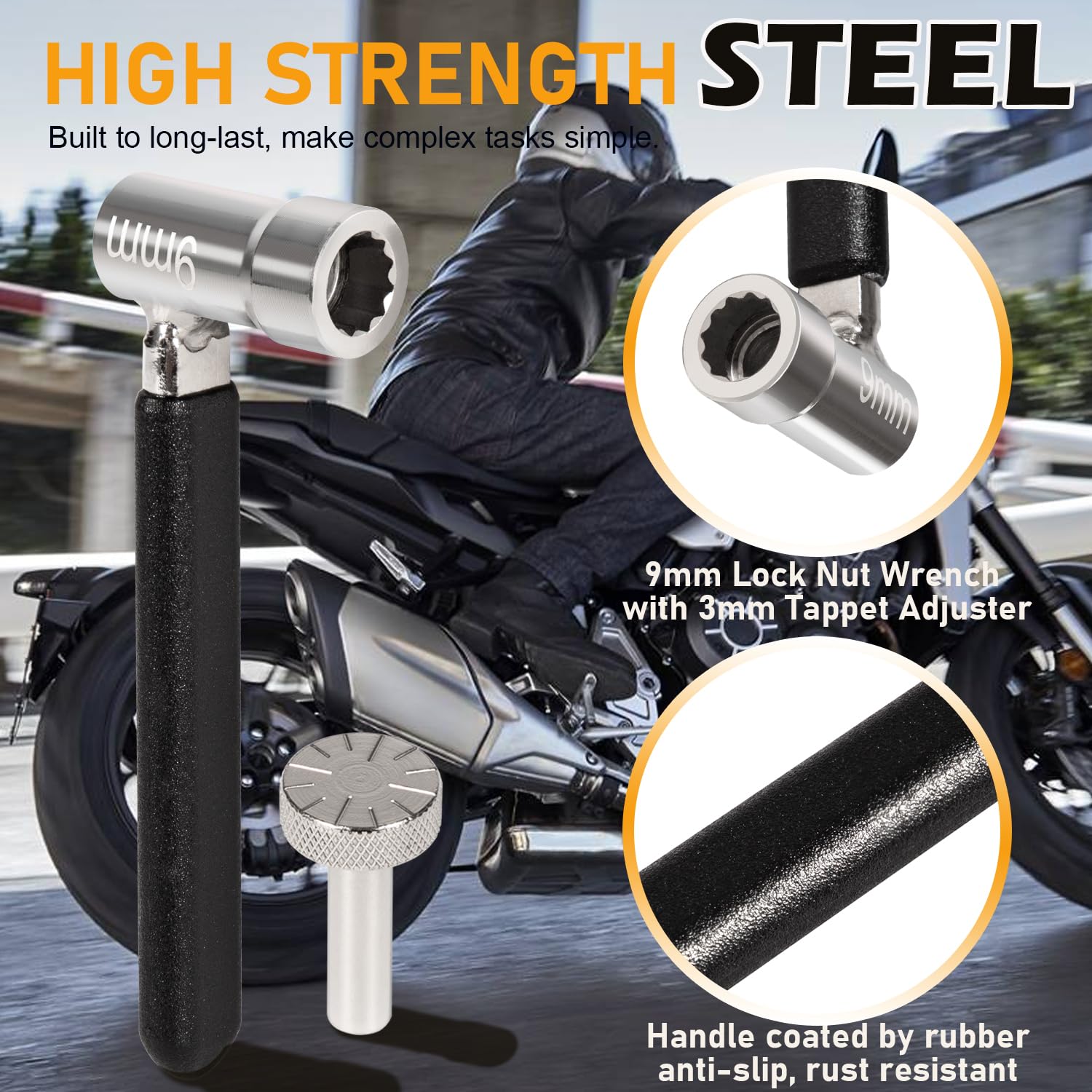 Johntruck Valve Clearance Adjustable Wrench, 2Pc Set, For Motorcycles Atvs And Scooter Gy6, 9Mm Lock Nut Wrench With 3Mm Tappet