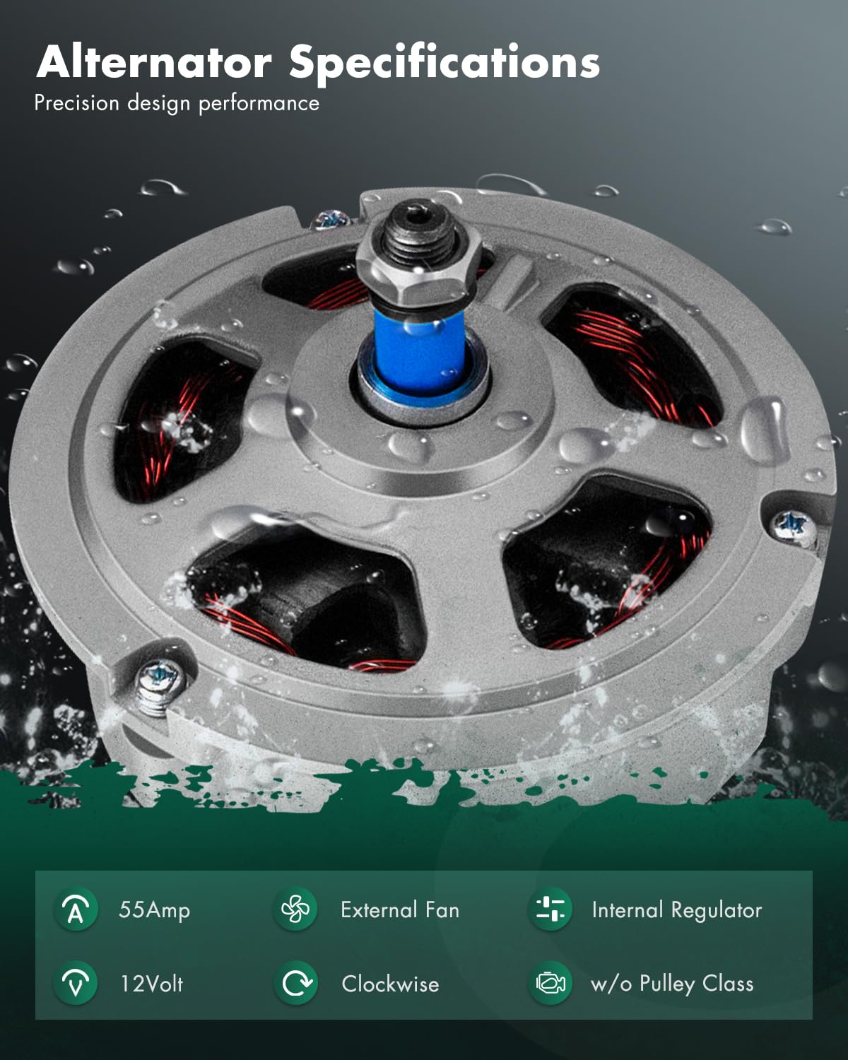 SCITOO New Alternator Fit for VW For Sand Rails 1.6L for Mini Bus 0-120-489-583 High Output Alternator 12V 55Amp CW w/o Pulley C