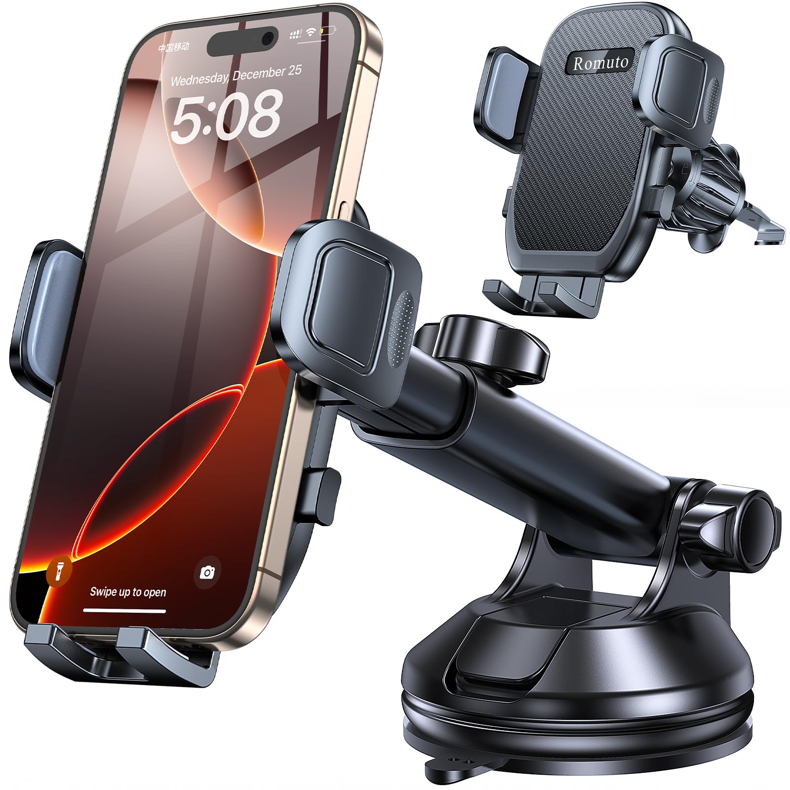 Car Phone Holder Mount?Windshield+Vent+Dash?Suction Cup Phone Holders for Your Car Phone Mount, Cell Phone Car Mount for Truck S