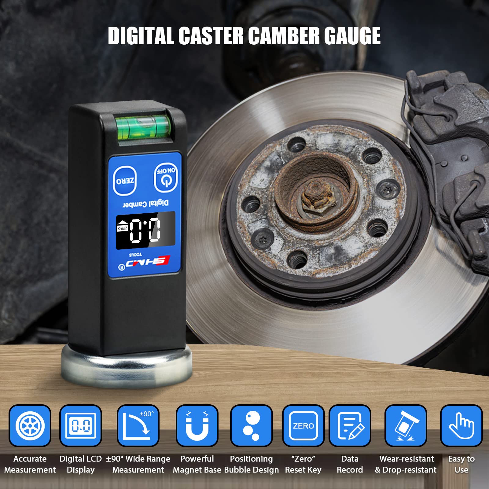 Camber Gauge Digital Wheel Alignment Tool -90 to +90 Wide Range Wheel Alignment & Balancing Tools Accurate Caster Camber Gauge w