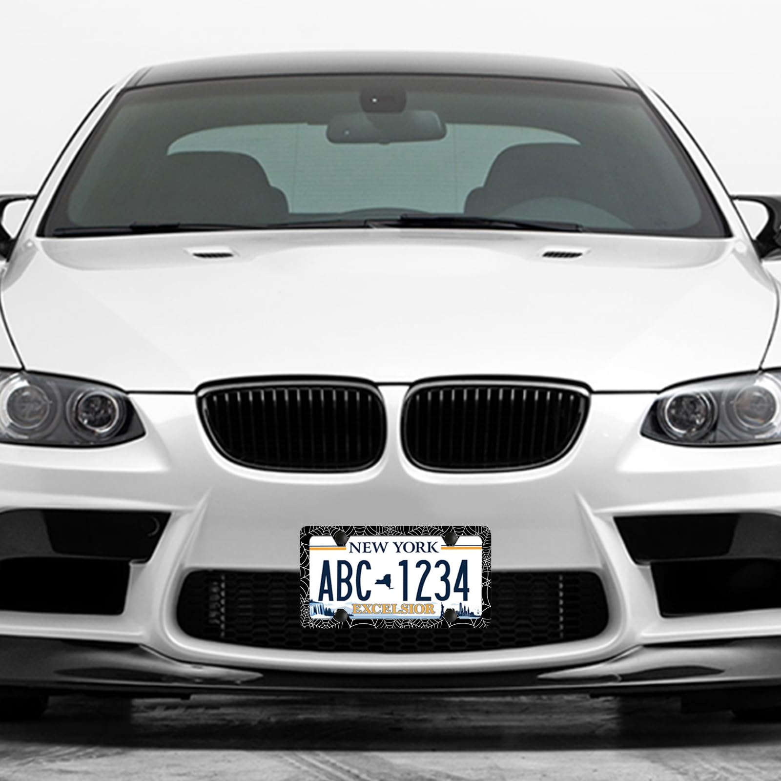 Spider Web License Plate Frame - 2 PCS Goth Gothic Web Aluminum Metal License Plate Frames Holder Covers, Rust-Proof Waterproof