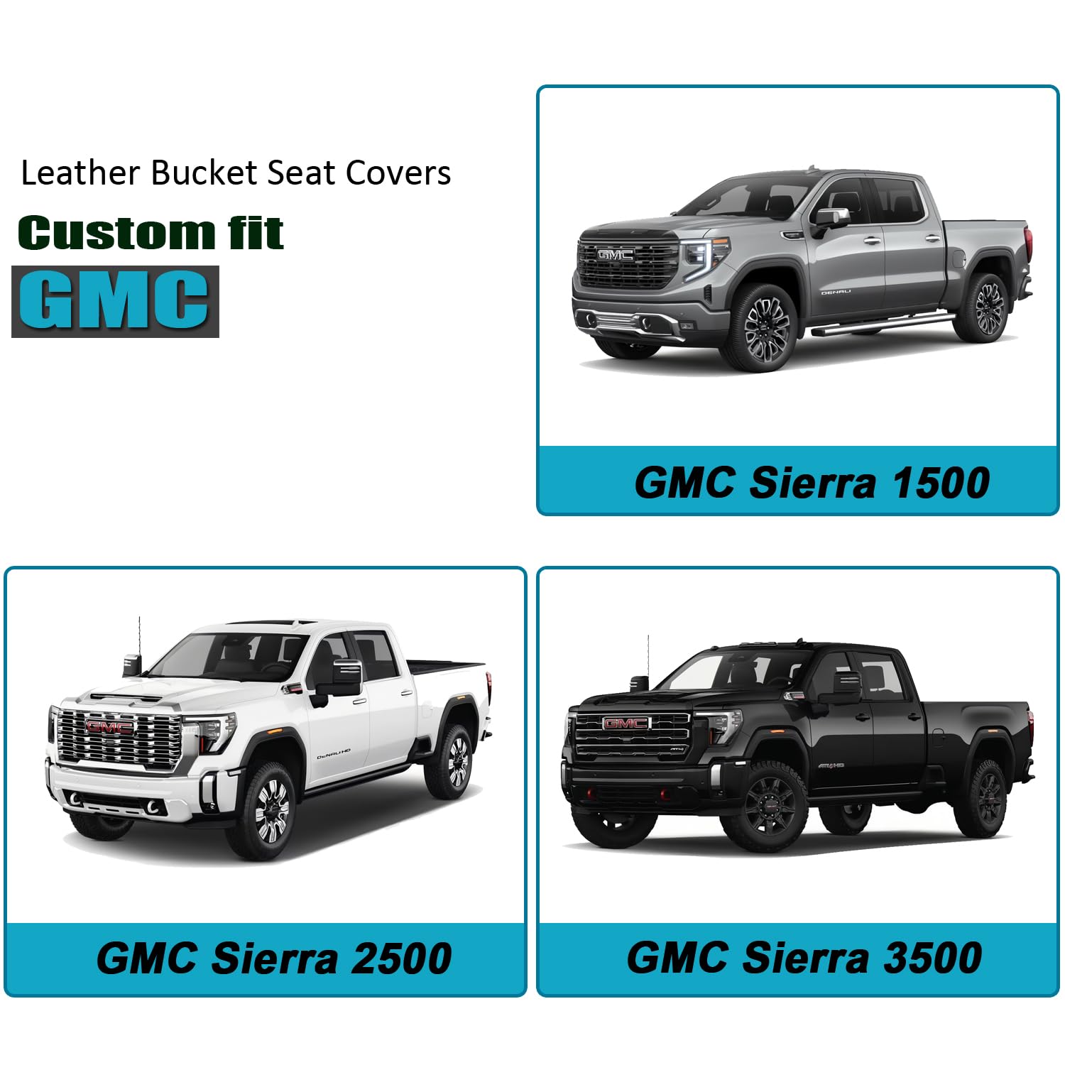 GIANT PANDA Front Car Seat Cover Customized Fit GMC 1500 2500 3500 Trucks Seat Protectors