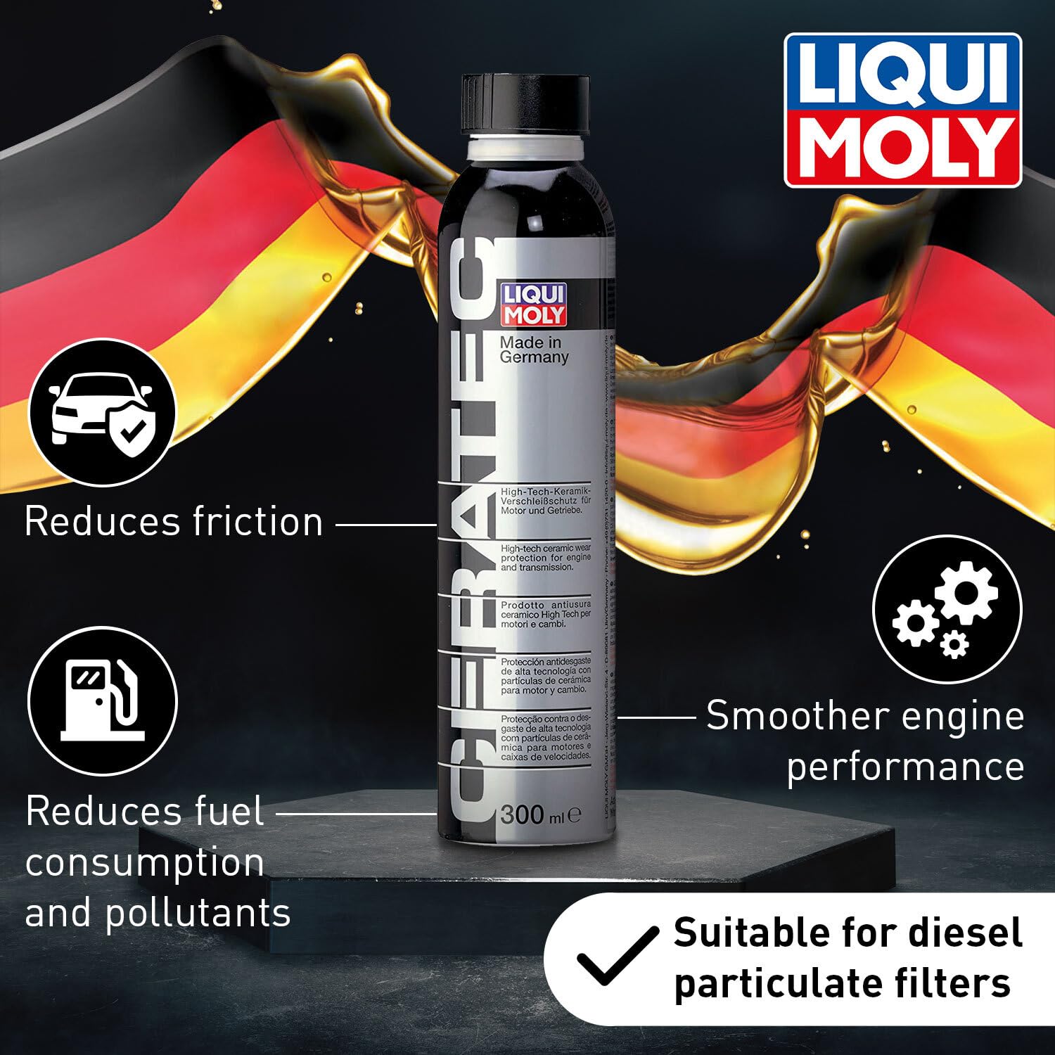 LIQUI MOLY Oil Additive Cera Tec 20002 Ceramic Wear & Tear Protection for Petrol & Diesel Engines Smoother Engine Performance, L
