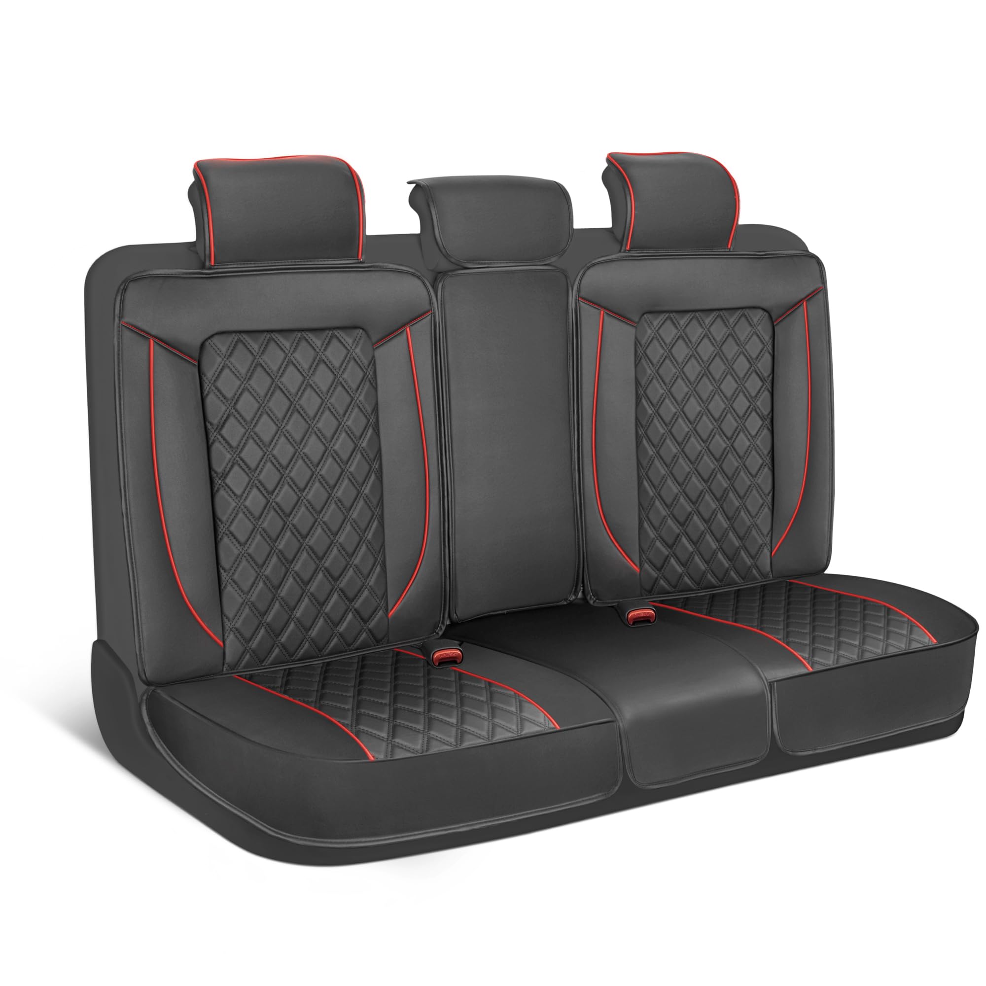 MotorBox Prestige Premium Seat Covers, Semi-Custom Fit Black/Red Car Seat Covers for Rear Bench Automotive Interior Cover for Ca