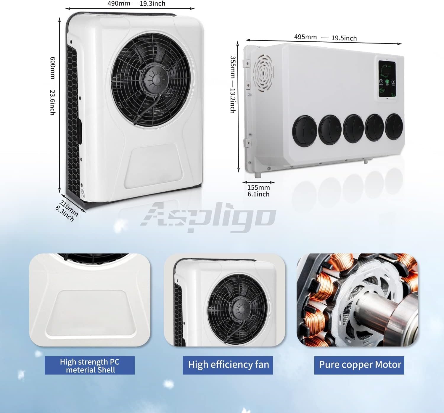 Gouku 12V Electric Truck Camper Van Dc Air Conditioner 10500Btu Universal Automotive Electric Split Air Conditioning Ac Unit 12 Volt For Semi Trucks Rv Motorhome Crane Tractor Suv