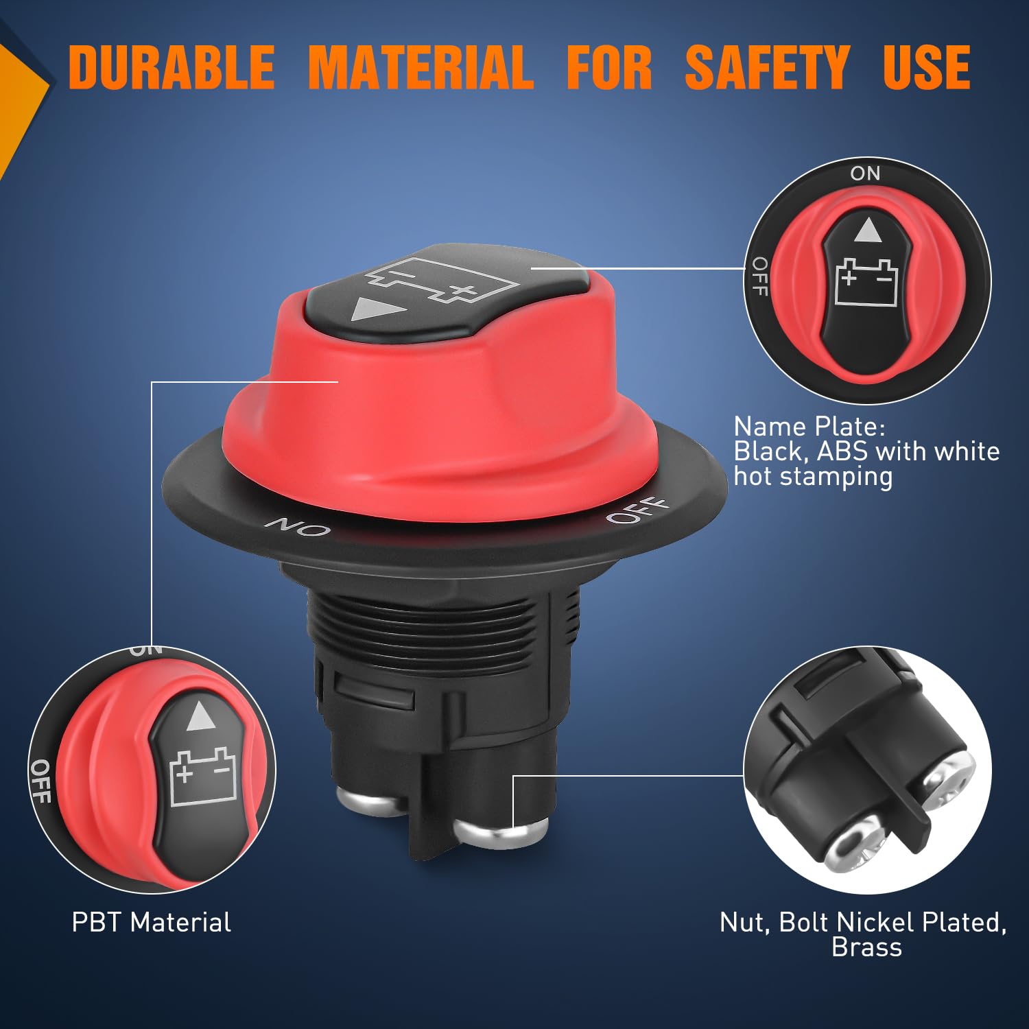 Nilight Battery Disconnect Switch 50A Master Disconnect Isolator 12V-48V On Off Power Cutoff Switch Waterproof Heavy Duty For Ma