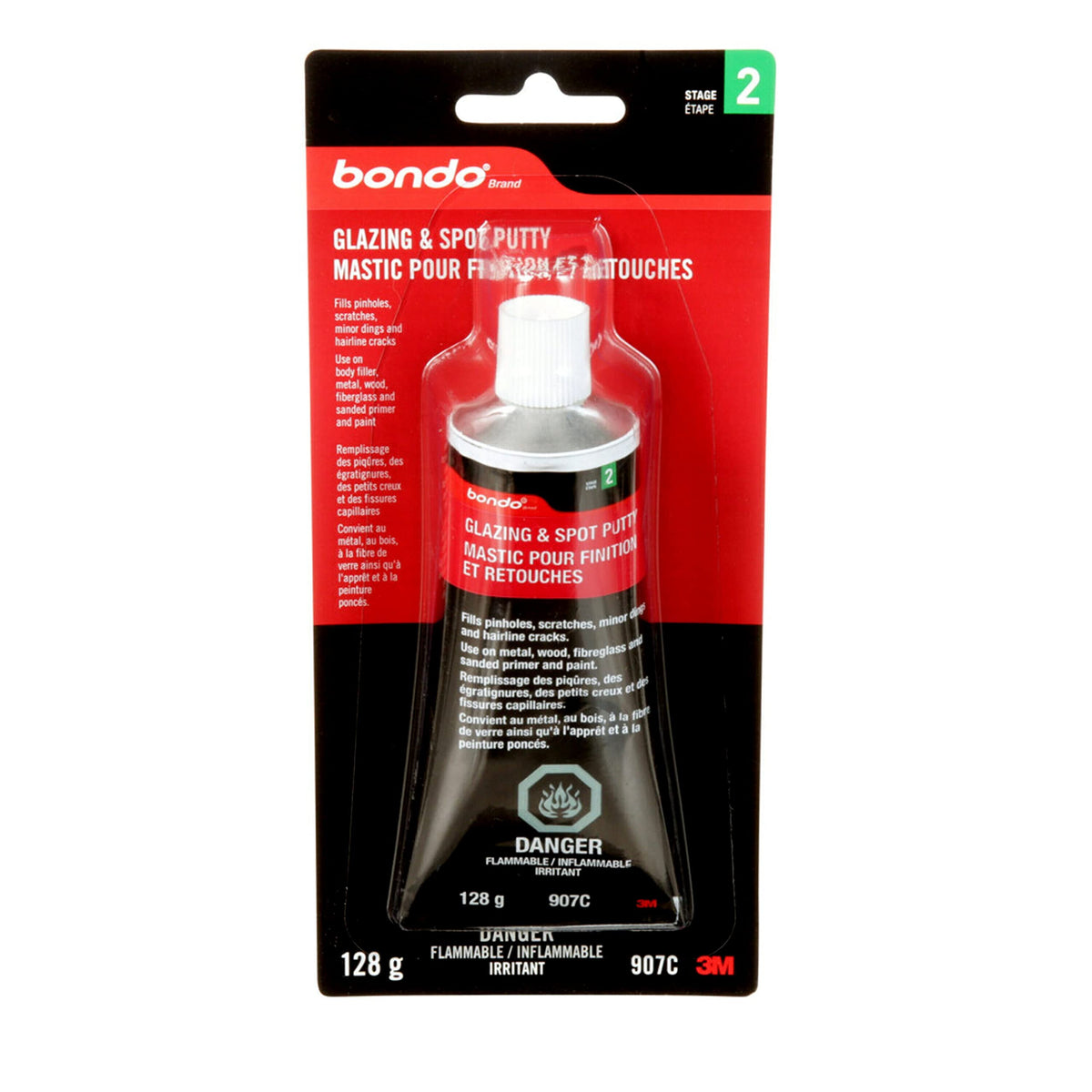 3M Bondo Glazing And Spot Putty, 4.5 Oz, Fills Pinholes, Scratches, Minor Dings & Hairline Cracks, Can Be Used On Metal, Fibergl