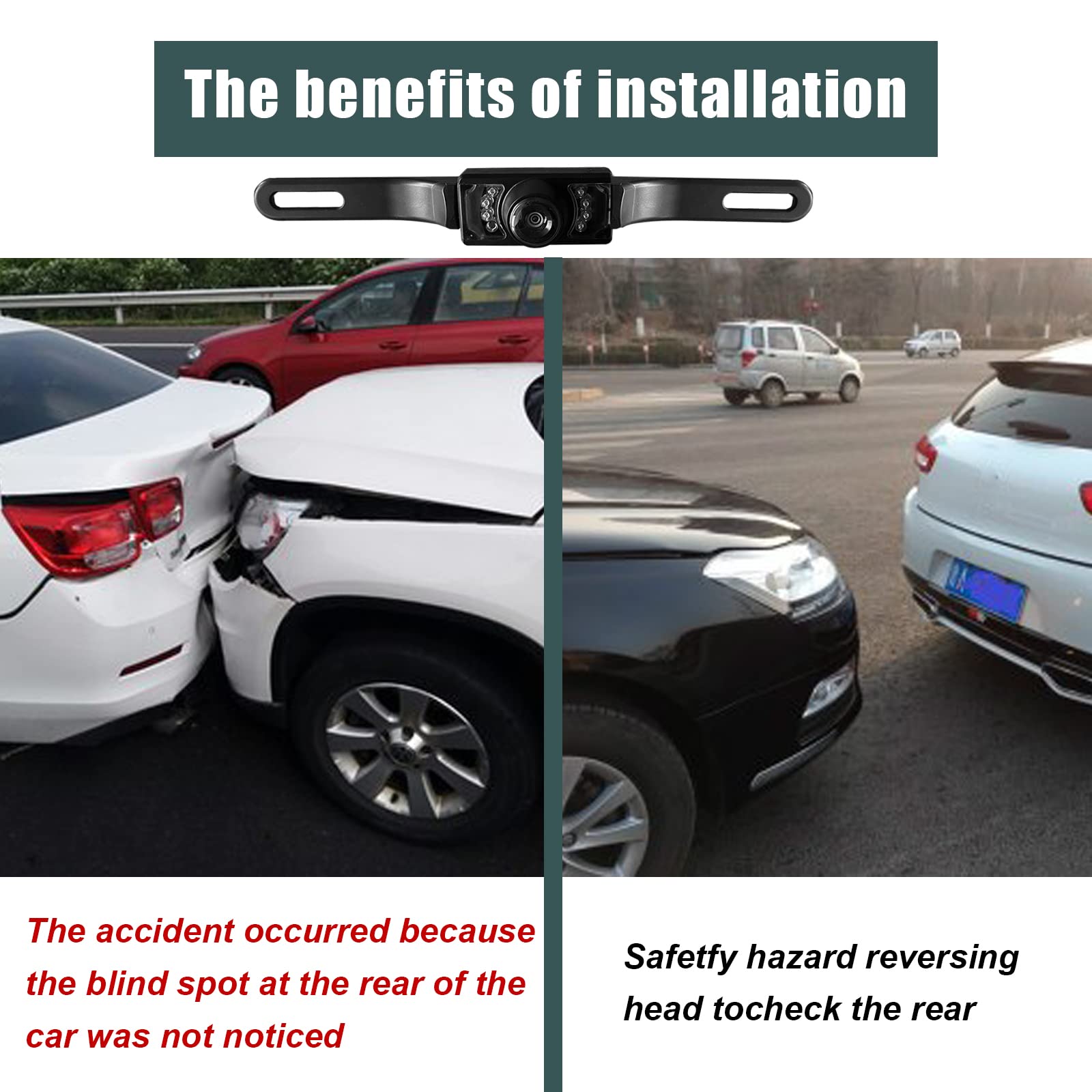 License Plate Reversing Camera, Waterproof And Dust-Proof Hd Picture, Wide-Angle Night Vision Camera, 8 Light Infrared Car Camer