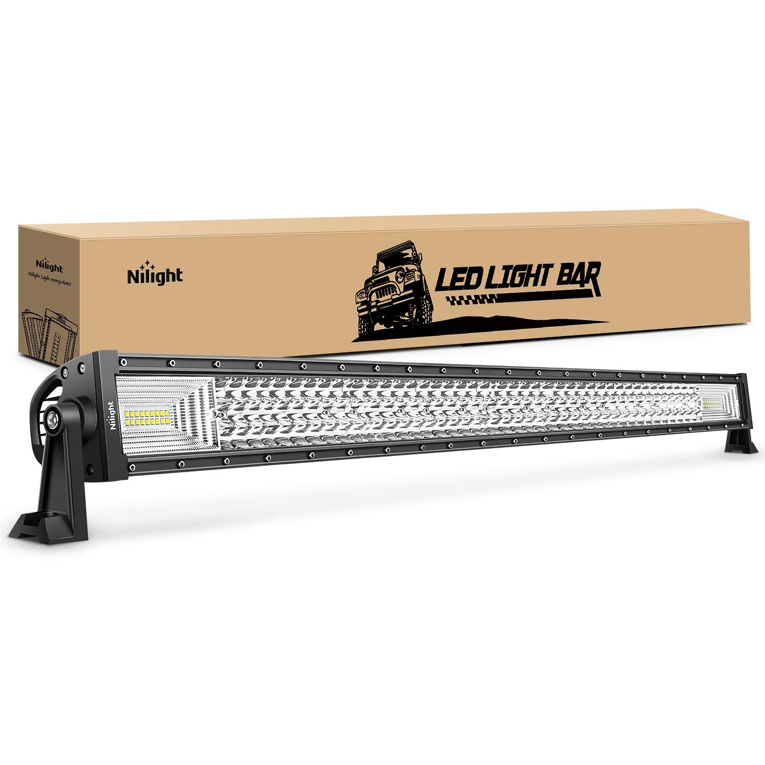 Nilight - 18018C-A Led Light Bar 42Inch 648W Triple Row Flood Spot Combo Led Bar 43000Lm Driving Lights Super Bright Led Off Roa