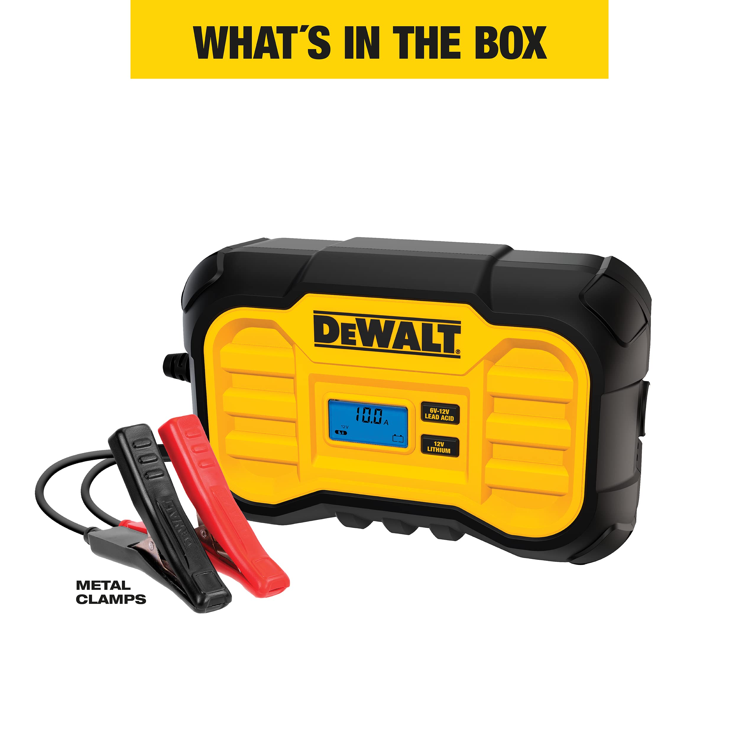 DeWalt DXAEC10 Professional 10 Amp Battery Charger, Battery Maintainer, Battery Trickle Charger