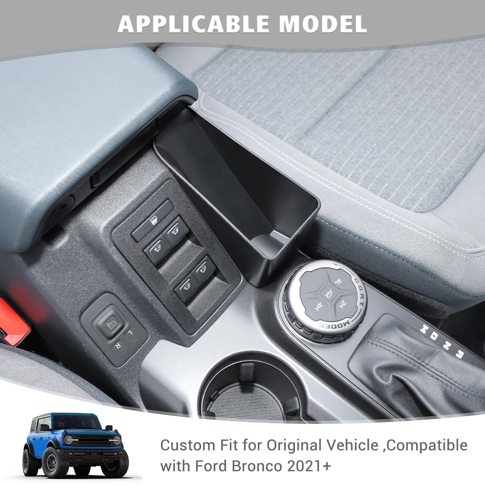 Jimen Center Console Hanging Organizer Compatible With Ford Bronco 2021-2023, Armrest Side Tray Storage Box