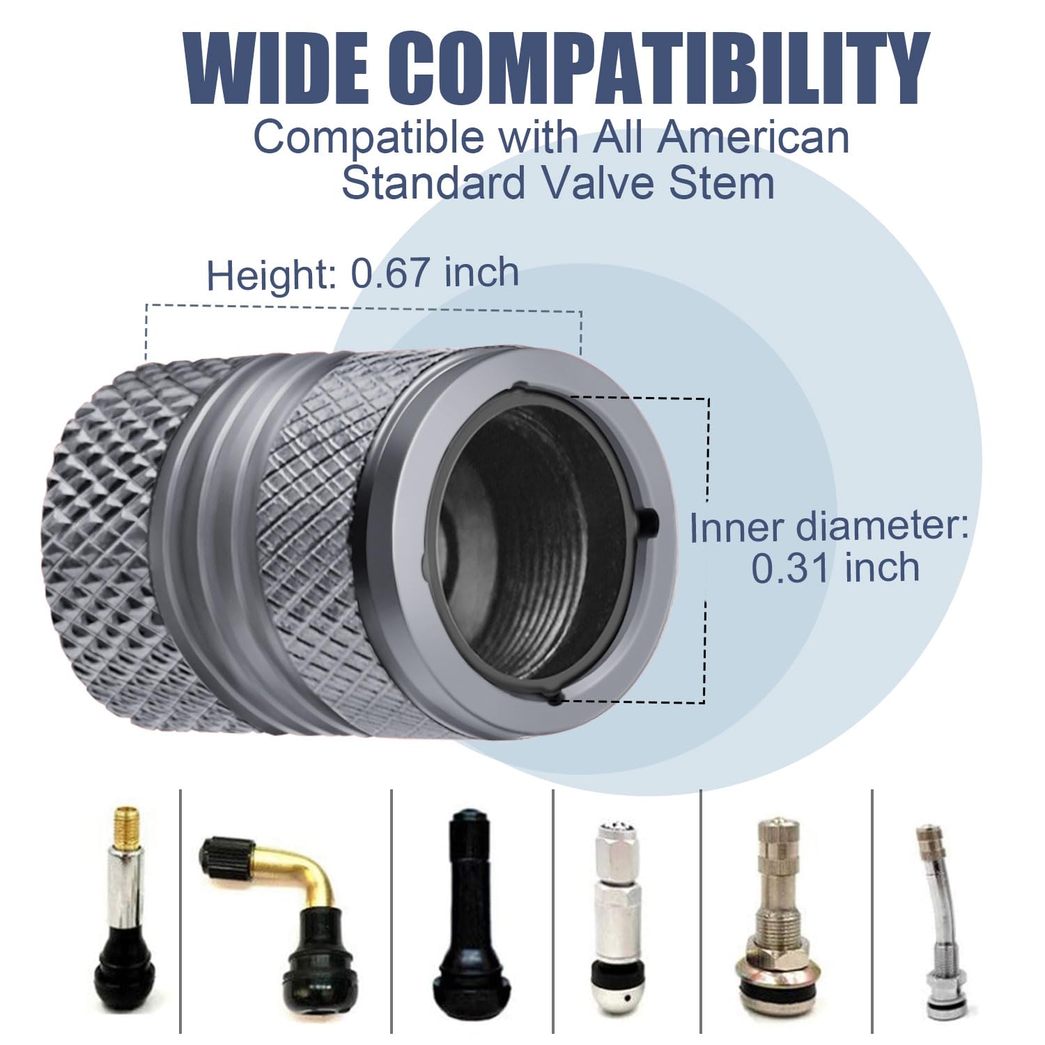 Tire Valve Stem Caps - 4 Pack Anti-Corrosion Premium Anodized Alloy Tyre Air Valve Caps Universal For Car Suv Bike Grey