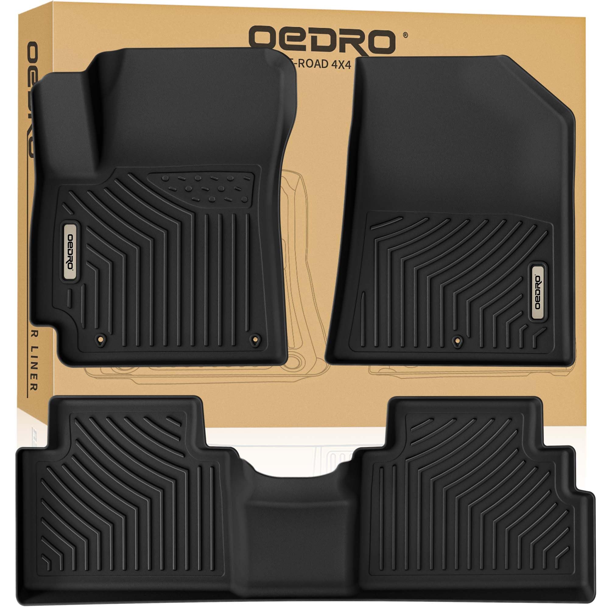 Oedro Floor Mats Fit For 2020-2024 Kia Soul, Unique Black Tpe All-Weather Guard Includes 1St And 2Nd Row: Front, Rear, Full Set