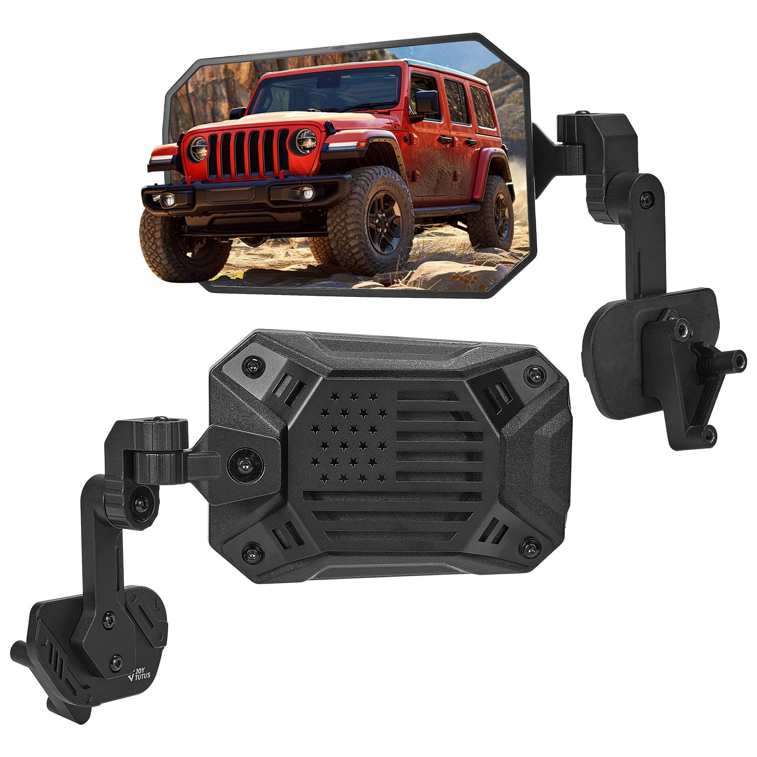 JOYTUTUS Side Mirrors Replacement for Wrangler JL 2018-2024 & Gladiator JT 2020-2024, US Flag Pattern, Wider View No Vibrate & W