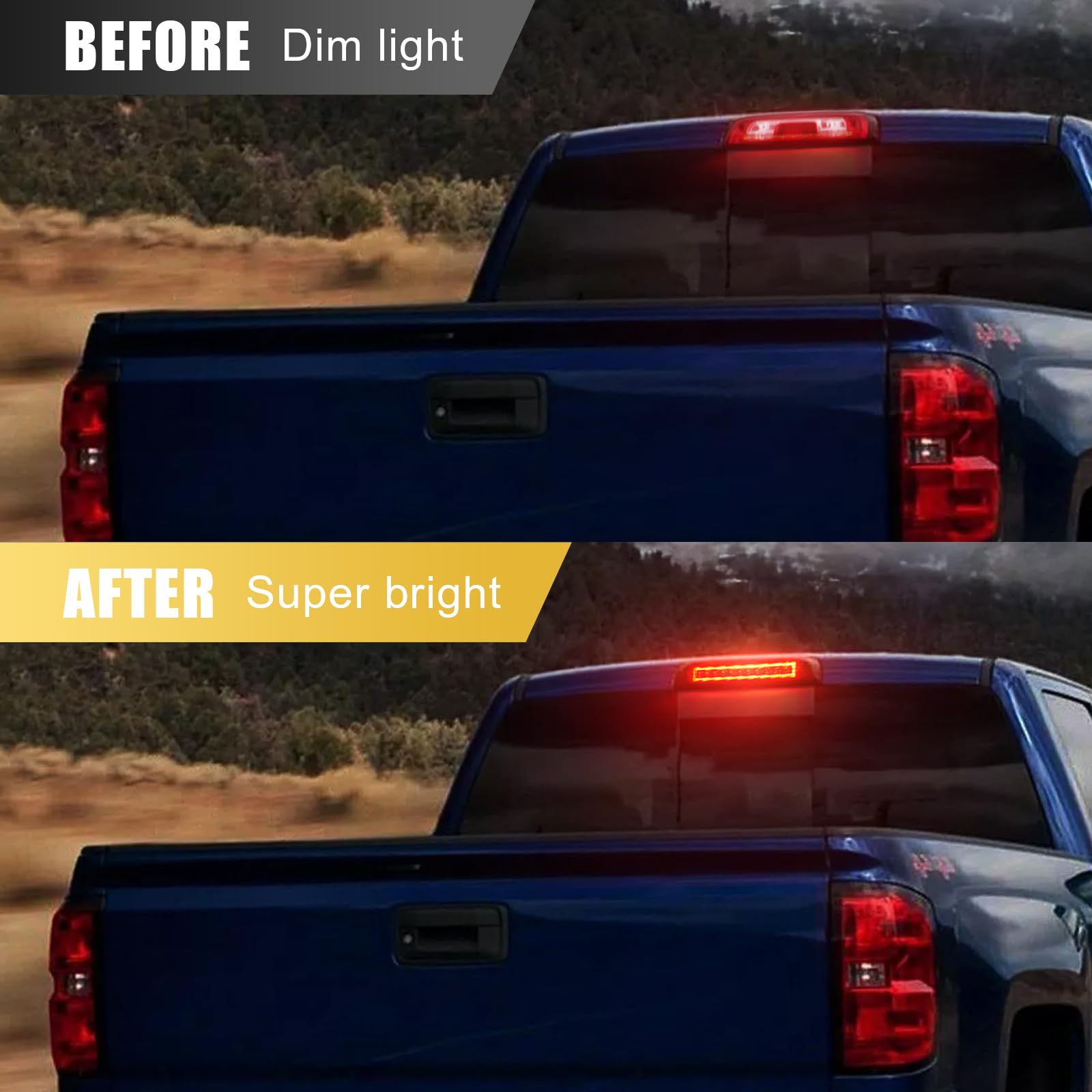 Bordan Third 3Rd Brake Light Fit For Chevy Silverado Gmc Sierra 1500 2500 3500Hd 2014-2018 Red Led Rear 3Rd Brake Cargo Lamp Hig