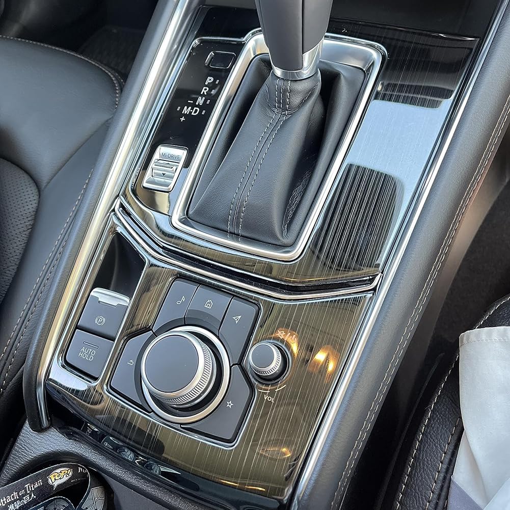 AOKIO Gear Shift Panel Cover Trim for Mazda CX-5 2017-2025, Stainless Black, Model 17CX5-PDMB-02
