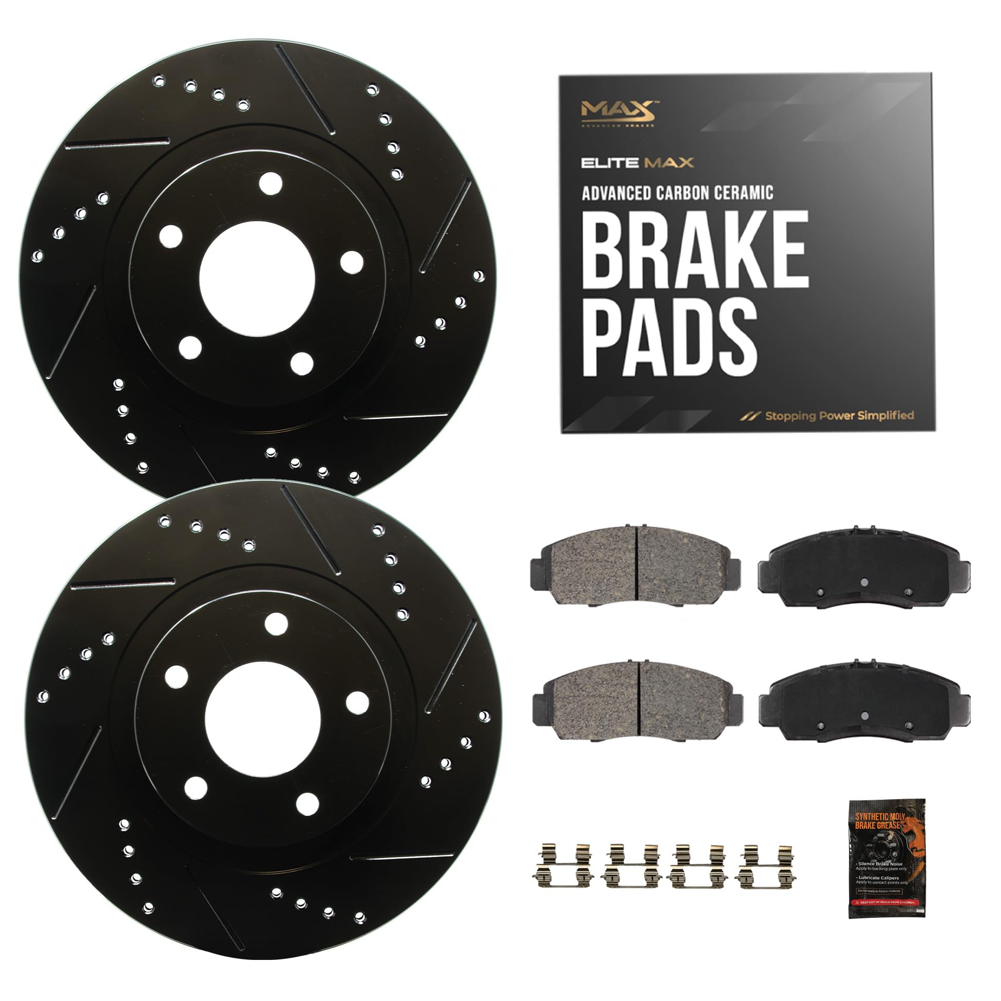 Max Advanced Brakes Rear Brake Kit Compatible With 2018 2019 2020-2023 Mitsubishi Eclipse Cross Manual Parking Brake Replacement