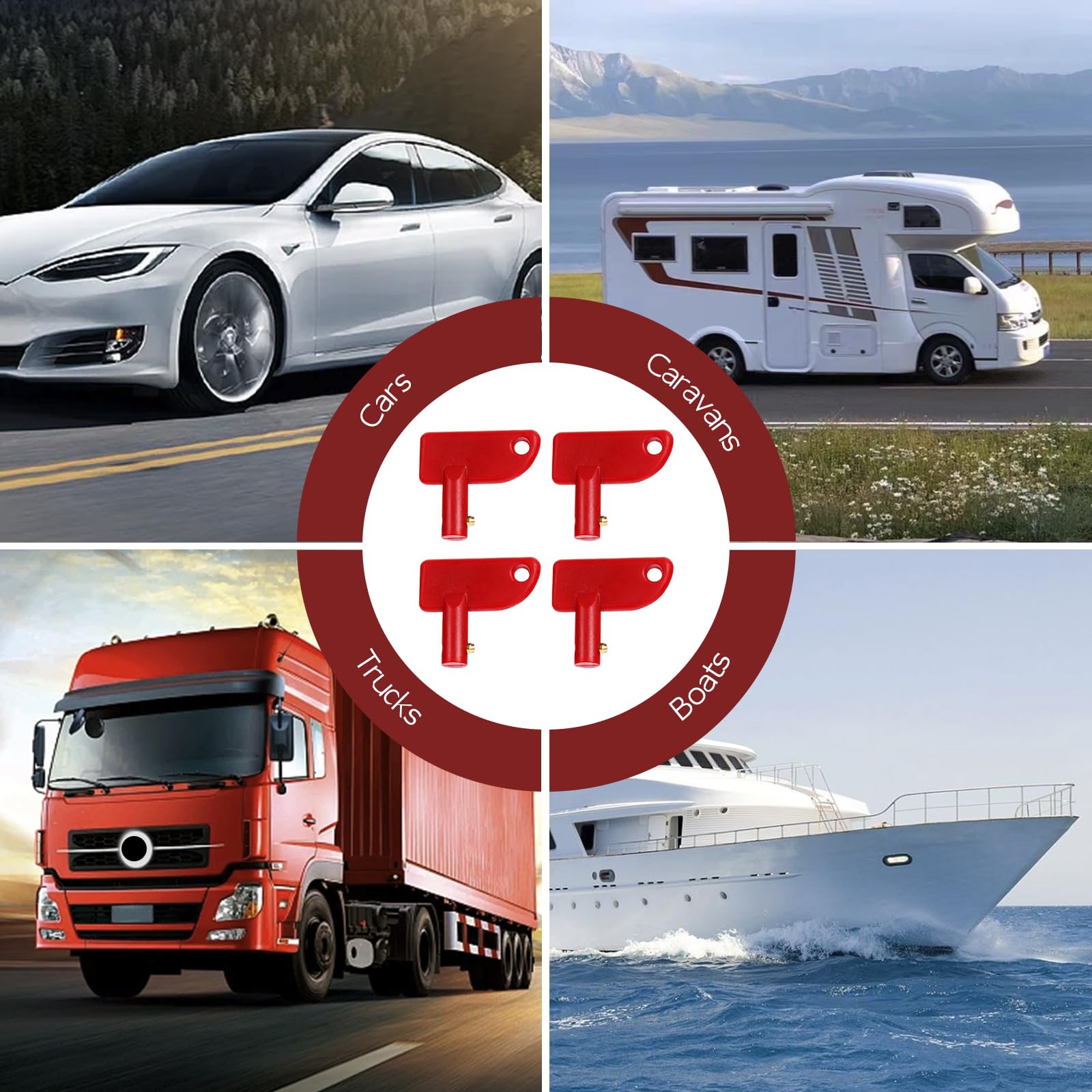 Battery Disconnect Key 14mm 4 Pcs, Battery Disconnect Switch Key Abs Plastic, RV Battery Disconnect Key for Car Rv ATV Truck Boa