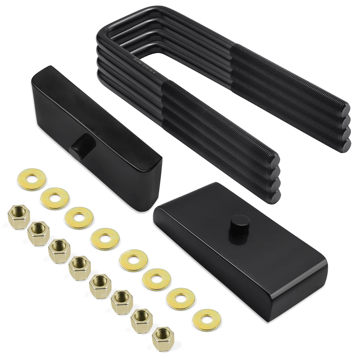 Autoptim 1 Inch Rear Leveling Lift Block Kit - Replacement For 1999-2021 Gmc Silverado Sierra 1500 2Wd/4Wd, 1 Strut Spacer Extended Square U-Bolts