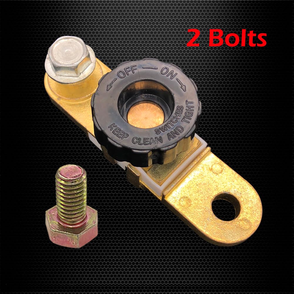 Side Post Battery Disconnect Switch, Ampper Battery Master Switch Isolator For Power Disconnect Cut Off (With Long Bolt, 2 Pack)