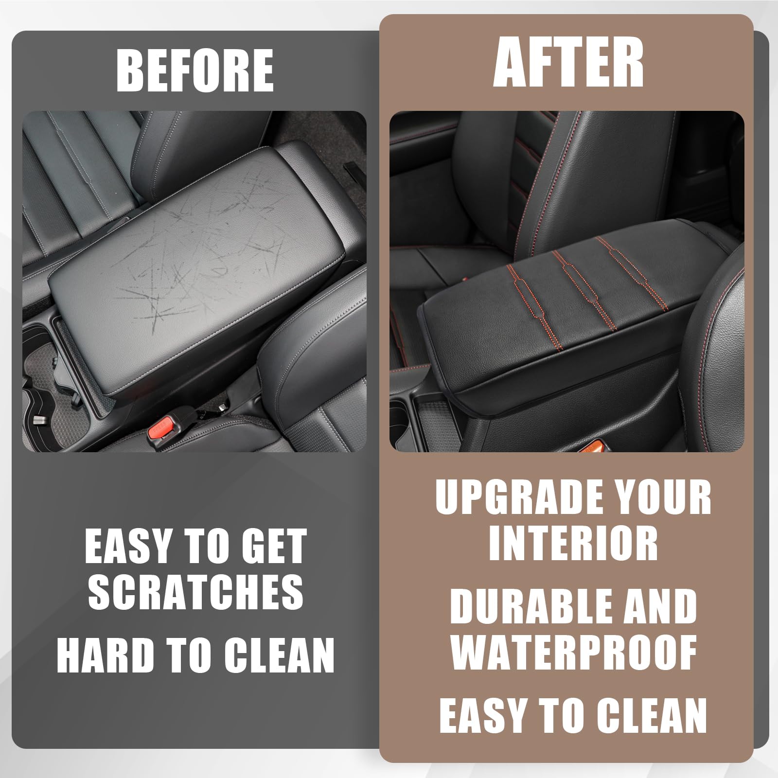 Muslogy for CRV 2024 2023 Center Console Pad Armrest Cover Vegan Leather Extra Soft Accessories Armrest Protector Compatible wit