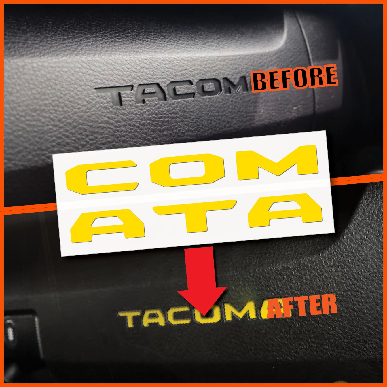 (2 Sets) Prime Series UV Weatherproof Vinyl Decals for Glove Box Dashboard Letter Inserts Compatible 2016-2023 Toyota Tacoma (Ma