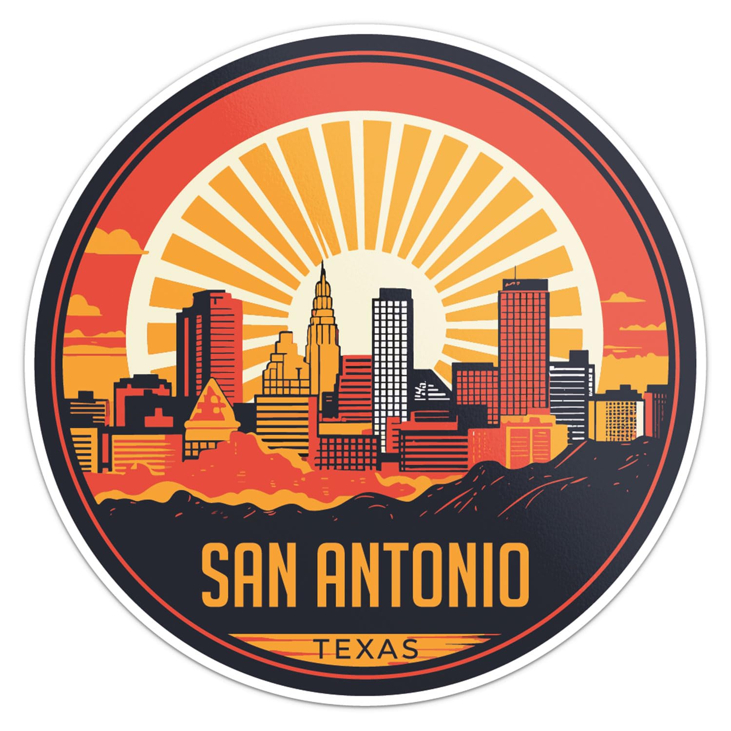 San Antonio City Sticker - Waterproof Vinyl Decal for Car Bumper, Laptop, Water Bottle, Wall, and Window, Size - 5'' Longer Side