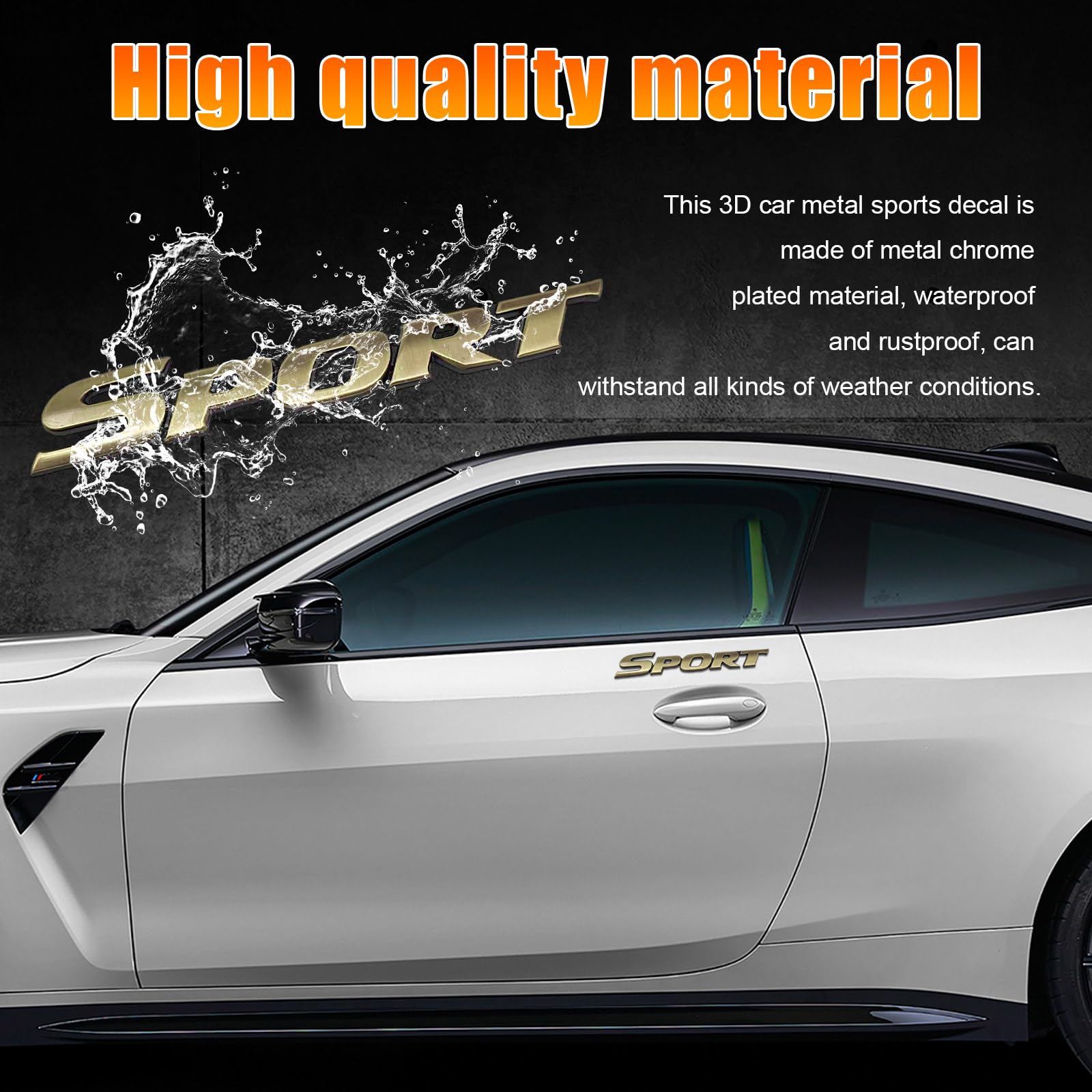 Dickno 2PCS Sport Edition Emblem Car Decal, 3D Metal Auto Fender Bumper Badge Sticker, Personalise Letter Front Hood Badge with