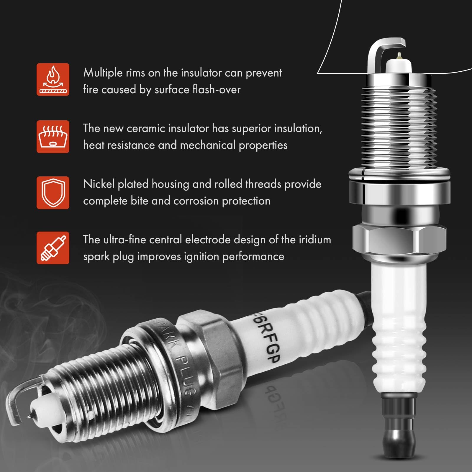 A-Premium Set of 4 Ignition Coil Pack and Iridium Spark Plugs Compatible with Jeep Compass 2007-2017 Patriot & Dodge Journey Ave