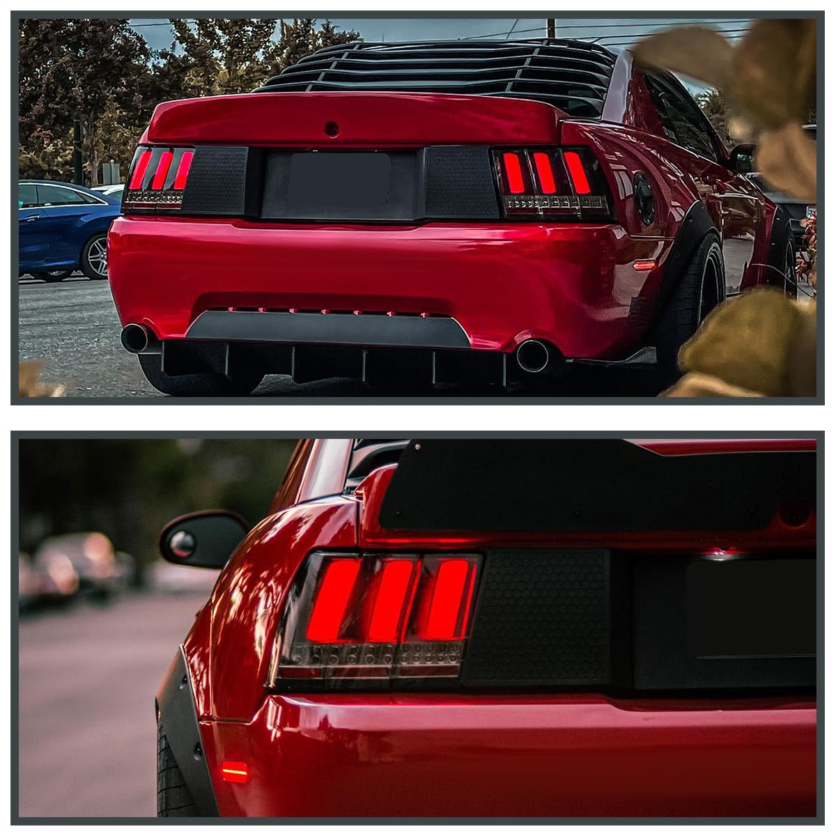 Spec-D Tuning Black Housing Clear Lens Sequential Led Bar Tail Lights Compatible With 1999-2004 Ford Mustang, Left + Right Pair