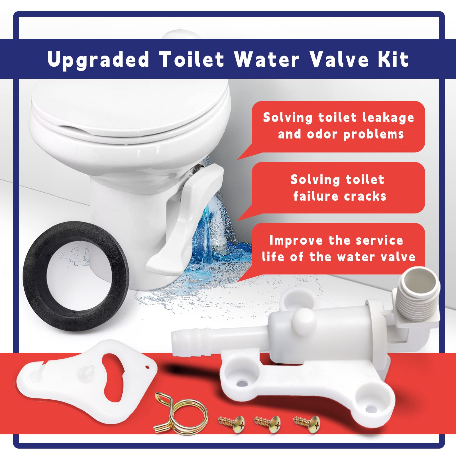Dusledel 34100 Toilet Water Assembly Valve Kit Replacement For Thetford Aqua-Magic Rv Camper Toilets Parts Style Lite And Style