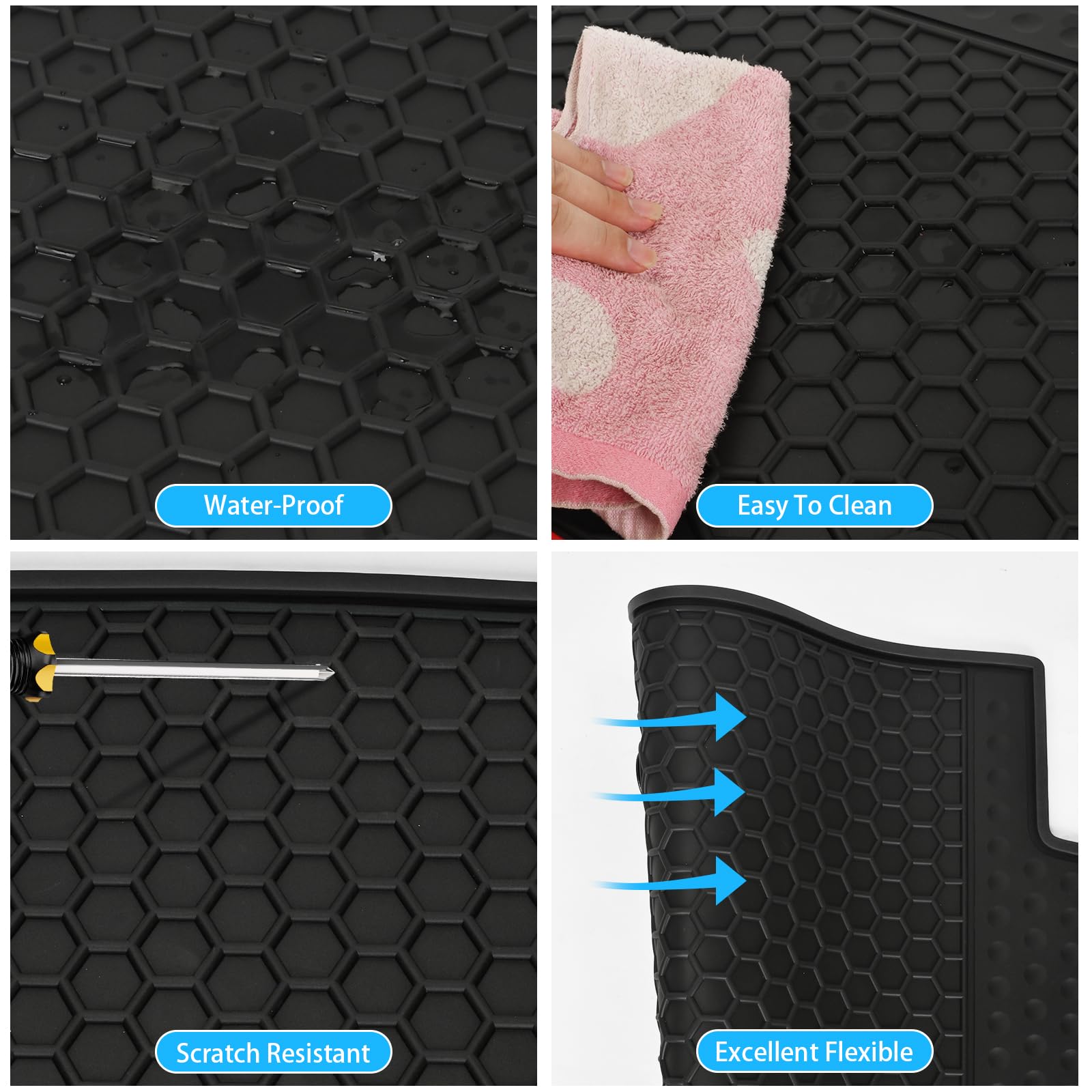 Matericuo Car Floor Mats Custom Fit For Volkswagen Vw Jetta 2019-2025 Black Red Rubber Auto Liner Mats All Weather Protection He