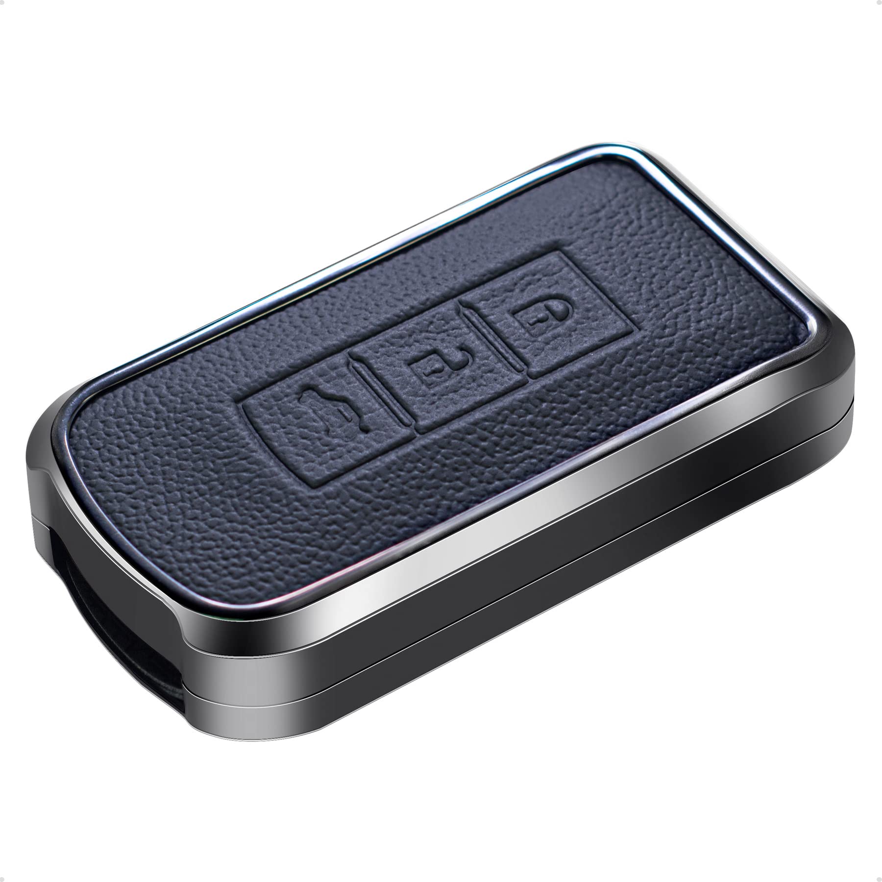 Sk Custom Black Leather And Aluminum Frame Smart Key Case Cover Compatible Mitsubishi Asx Outlander 3 Button Keyless Car Remote Accessory