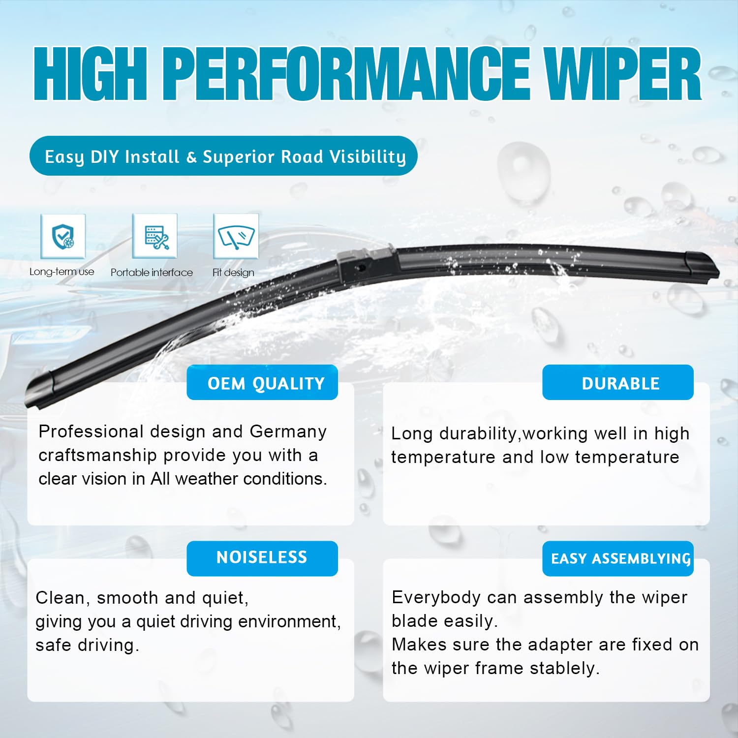 Vtogoi Wiper Blades With Rear Wiper Blades Set For Bmw X3 2011-2017,Automotive Replacement Windshield Wiper Blades, That Meet Oe