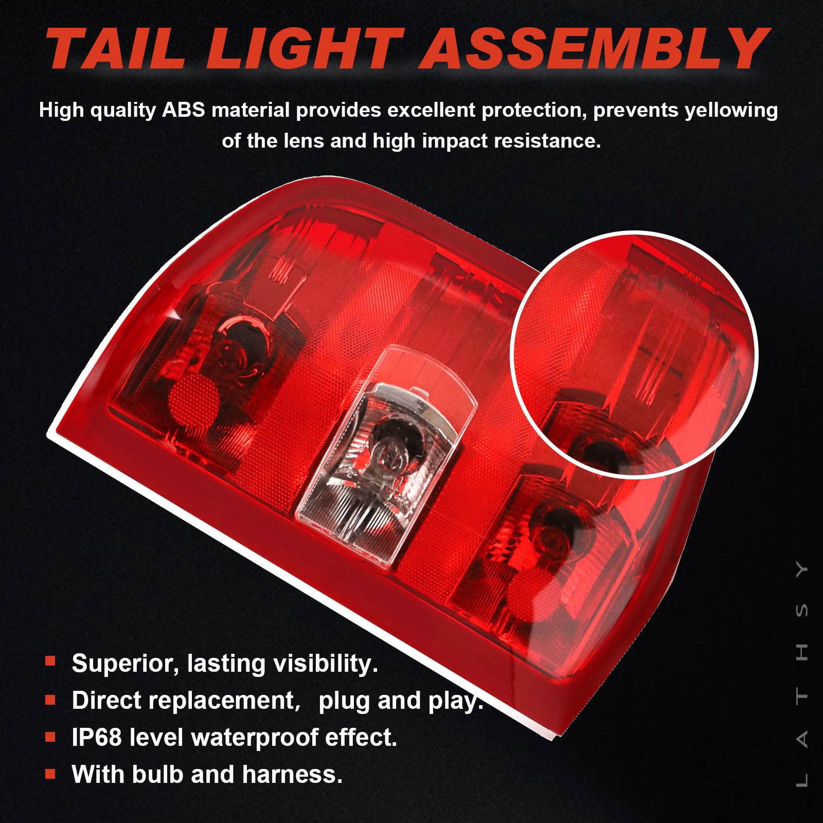 Lathsy Tail Light Assembly Compatible With 2007-2013 Chevy Silverado 1500 2500Hd 3500Hd Gmc Sierra 2500 Hd 3500 Hd (Red Border,