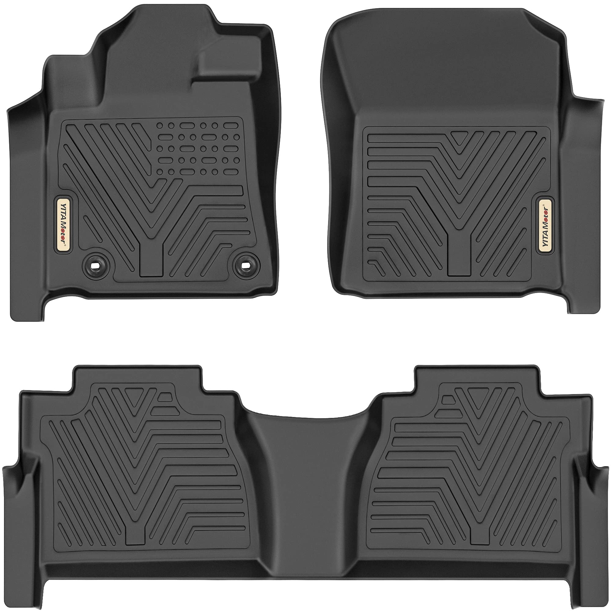 Yitamotor Floor Mats Compatible With Toyota Tundra, Custom Fit Floor Liners For 2014-2021 Toyota Tundra Double Cab & Crew Max Cab, 1St & 2Nd Row All Weather Protection , Black