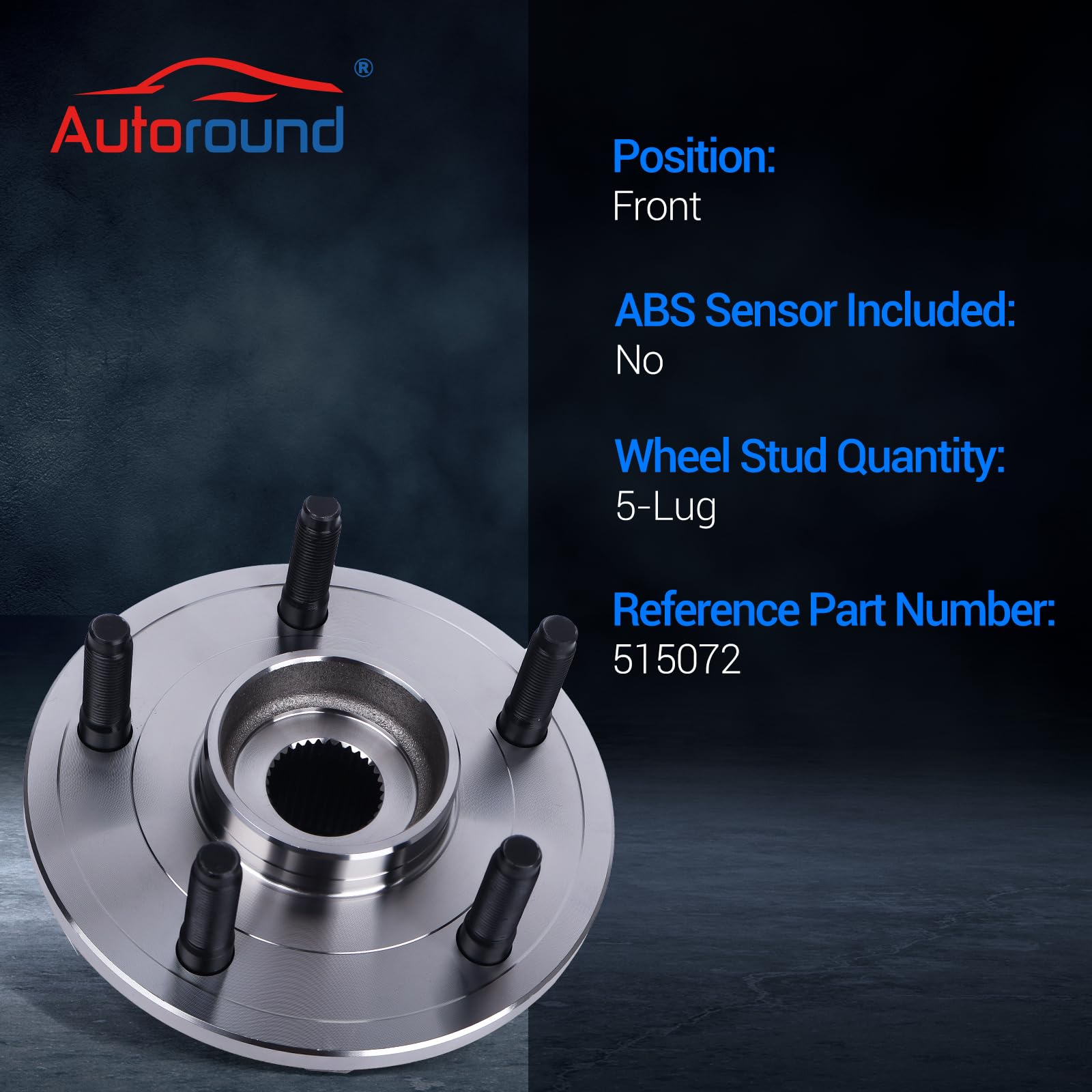 Autoround 515072 Front Wheel Hub And Bearing Assembly Compatible With 2002-2008 Dodge Ram 1500 Non-Abs 5 Lug