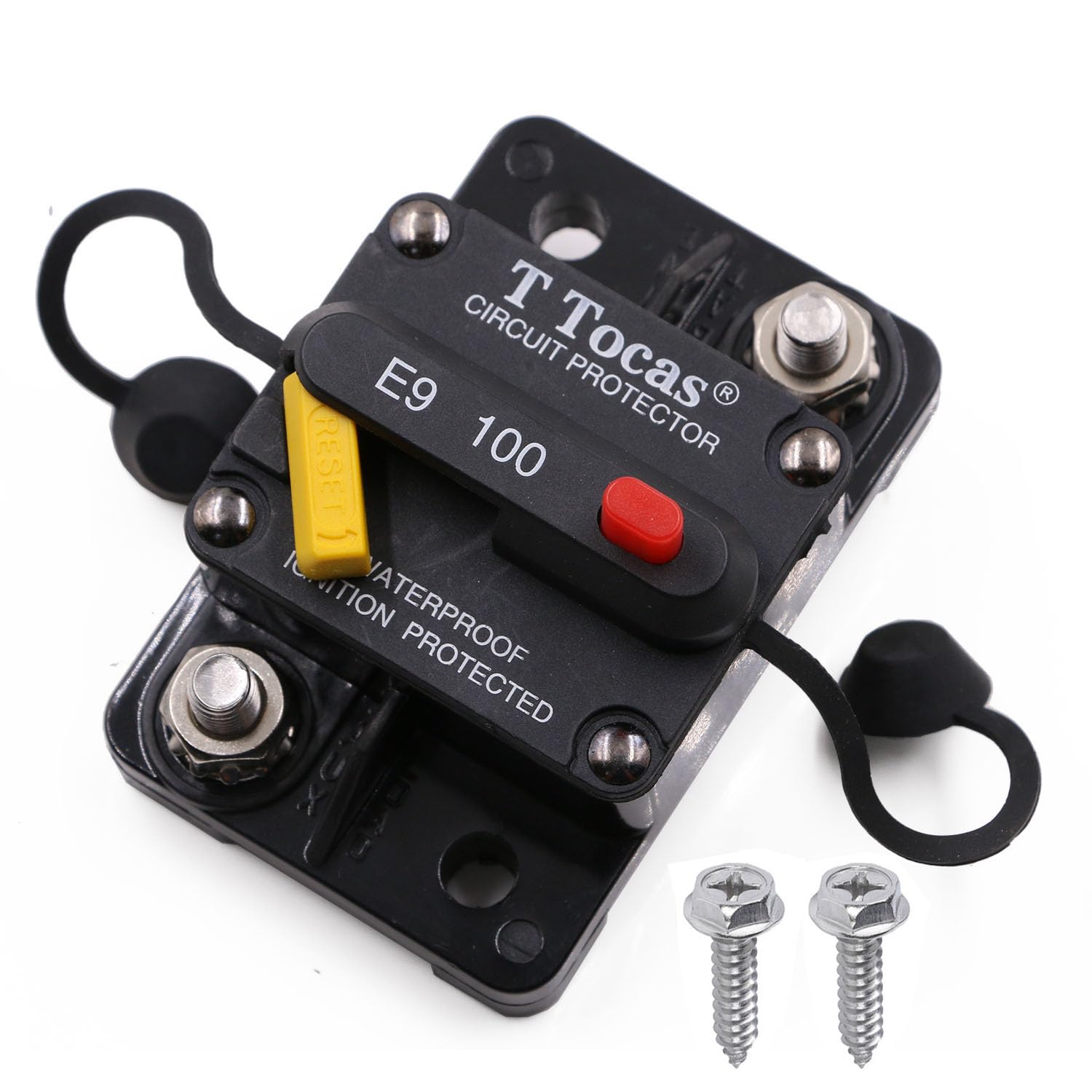 T Tocas 100A Surface Mount Circuit Breaker With Led Indication,12V - 48V Dc Waterproof Ip67 Protection With Manual Reset For Car