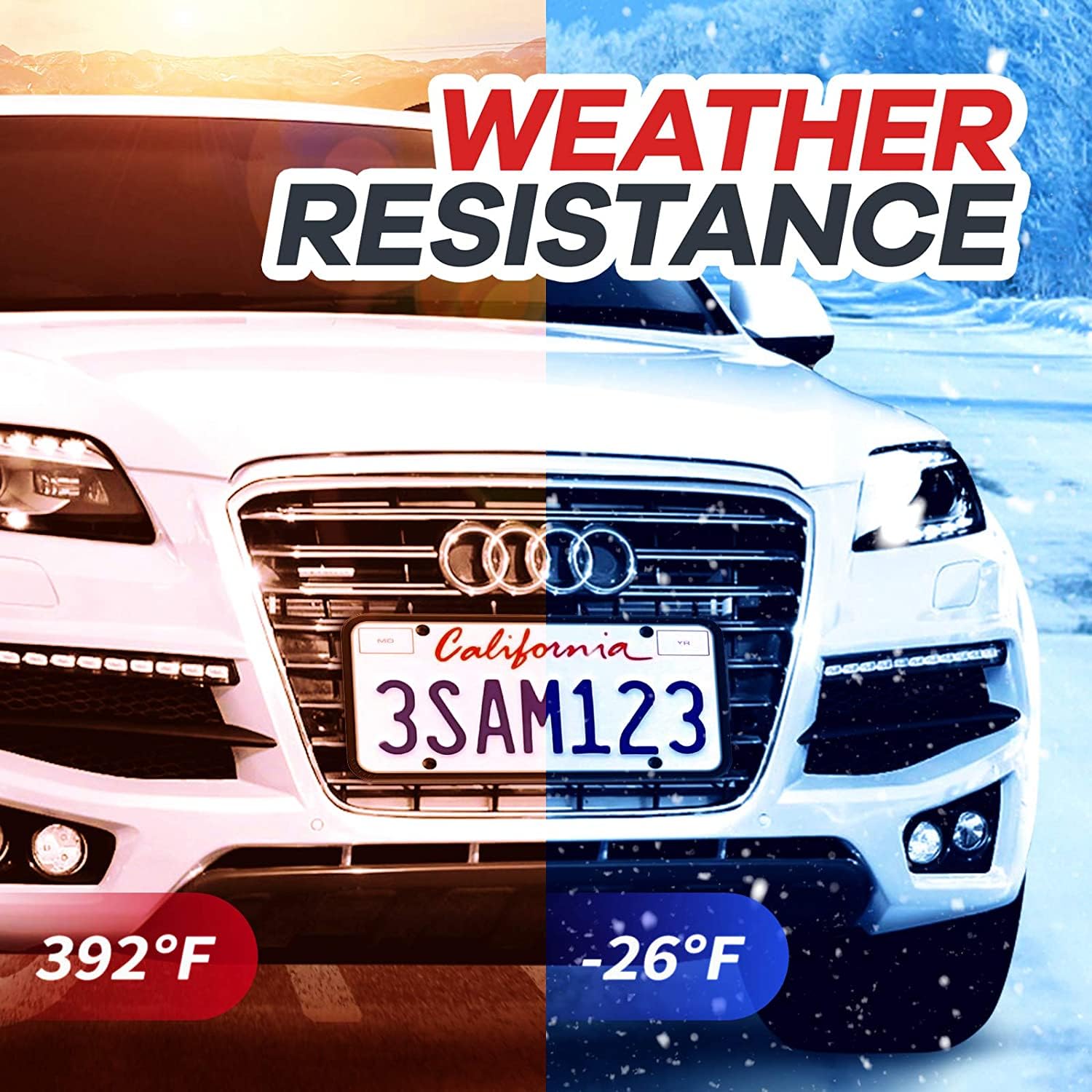 Aujen Silicone License Plate Frames, 1 Pack Black Side-Opening License Bracket Holder With Easy Installation, License Plate Cove