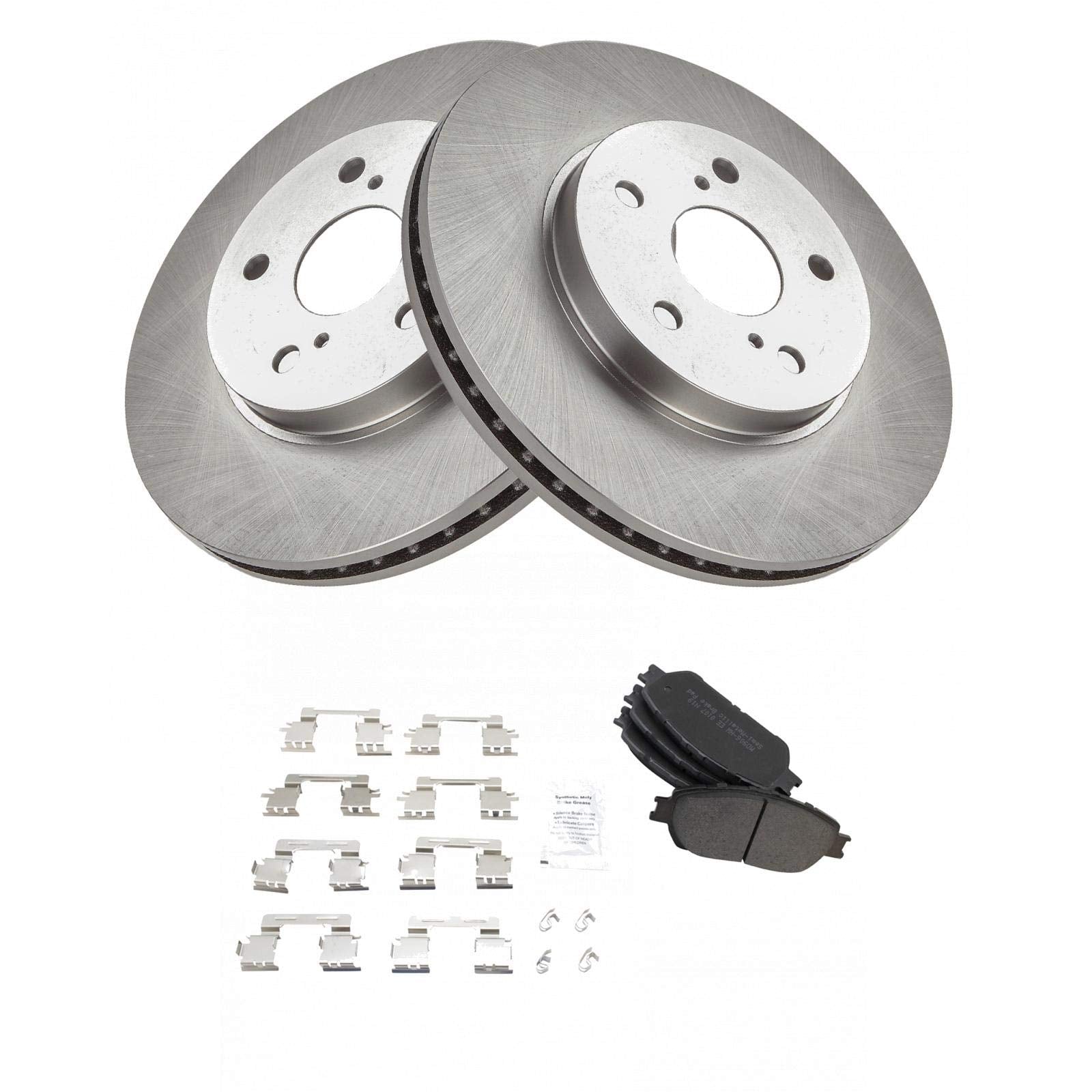 Trq Front Brake Pad & Rotor Kit Brake Pads Brake Rotor Semi-Metallic Compatible With 2002-2003 Lexus Es300 2004-2006 Es330 2005-