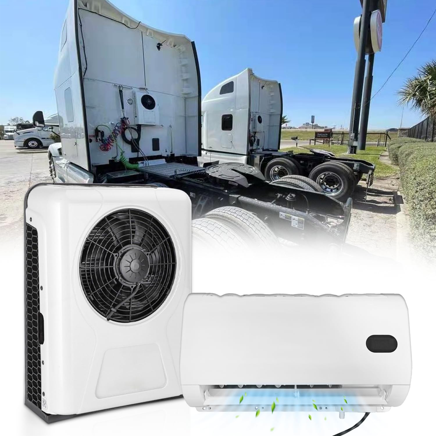 12V Air Conditioner w/Brushless Motor, 10000BTU Mini Split 12 Volt Air Conditioner, Semi Truck APU 12 Volt DC AC, Low Noise for 