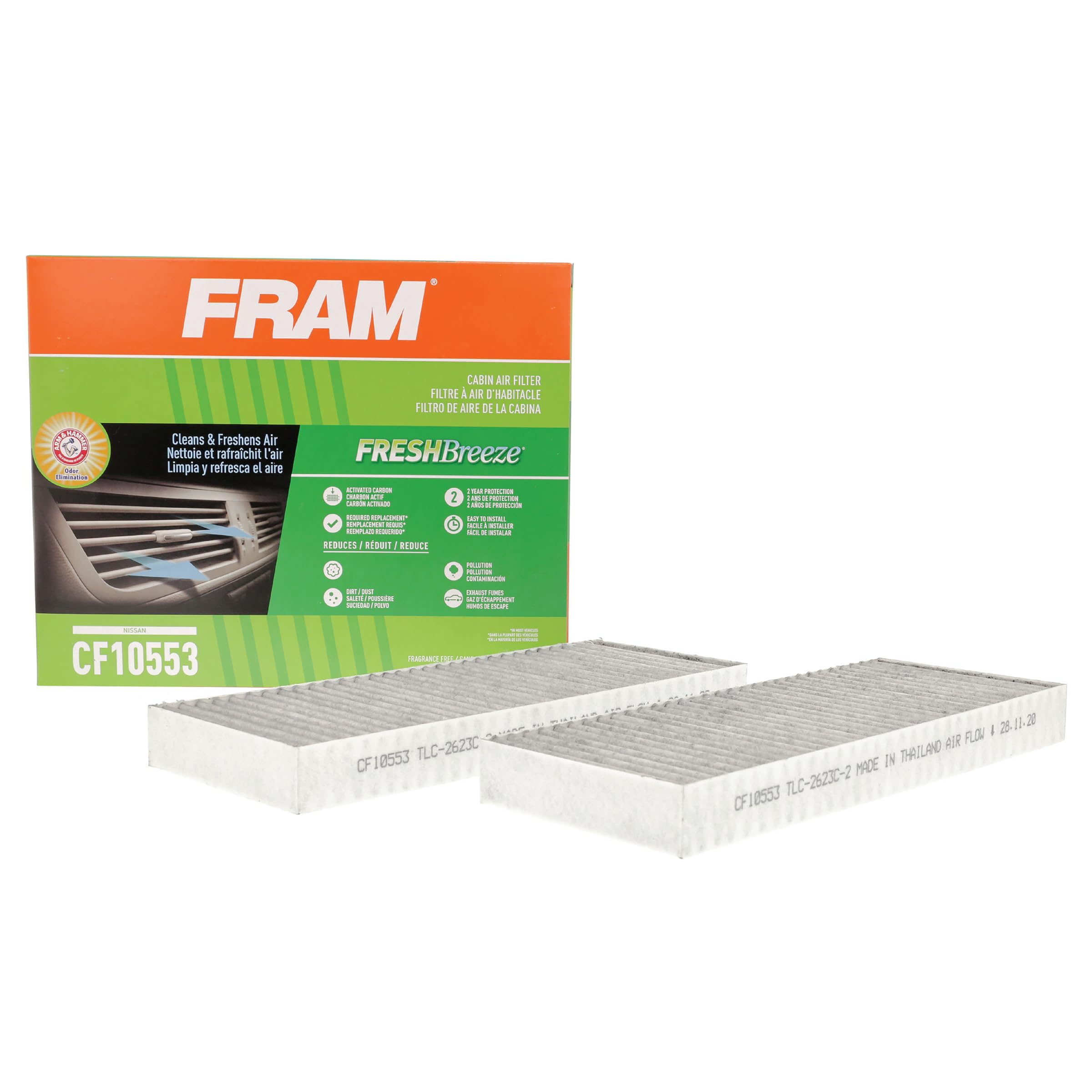Fram Fresh Breeze Cabin Air Filter With Arm & Hammer Baking Soda, Cf10553 For Nissan Vehicles