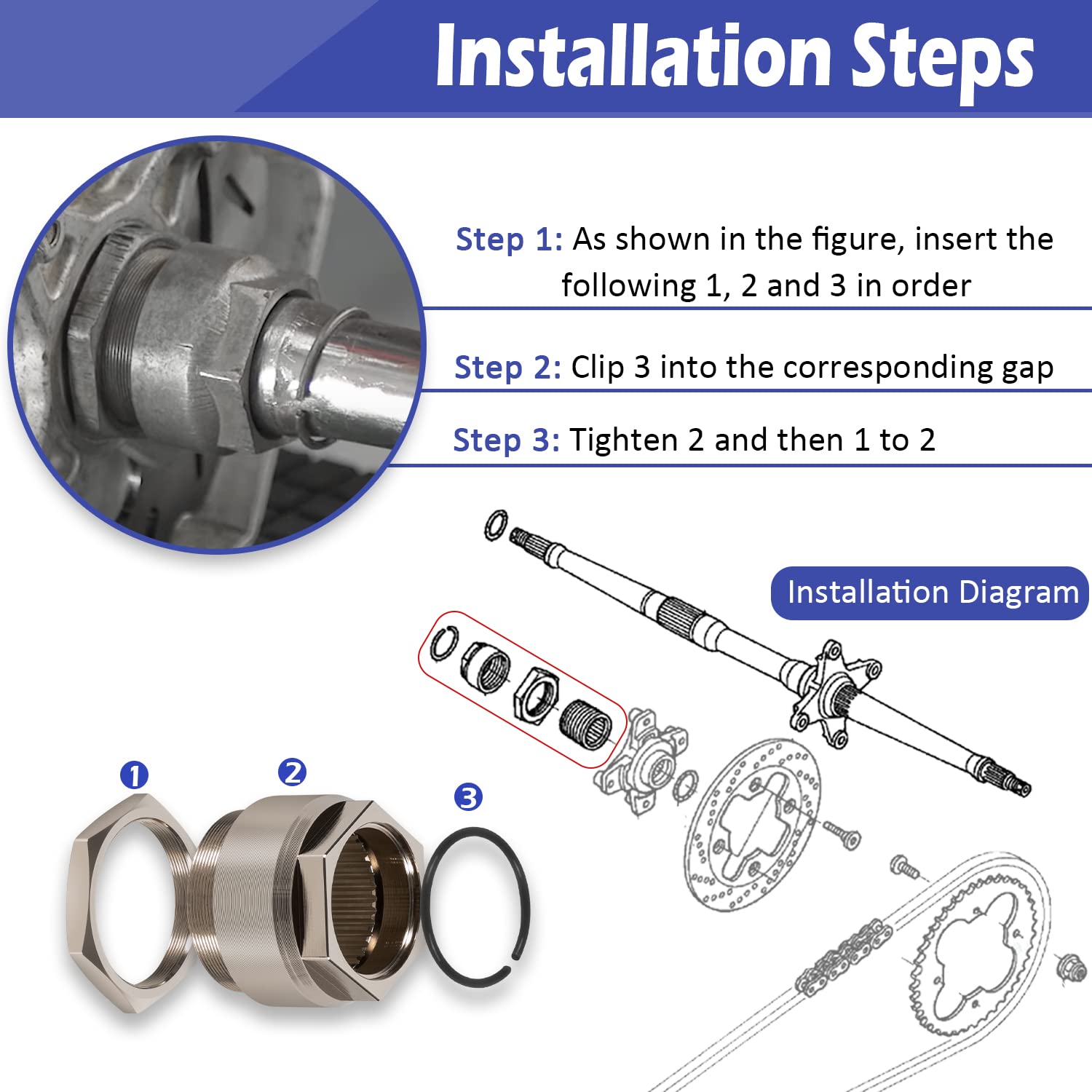 Rear Axle Jam Sleeve Nut Clip For Honda Trx300Ex Trx400Ex Trx250X Trx300X Trx400X Trx450R Trx450Er Atc250R Atc350X Sportrax