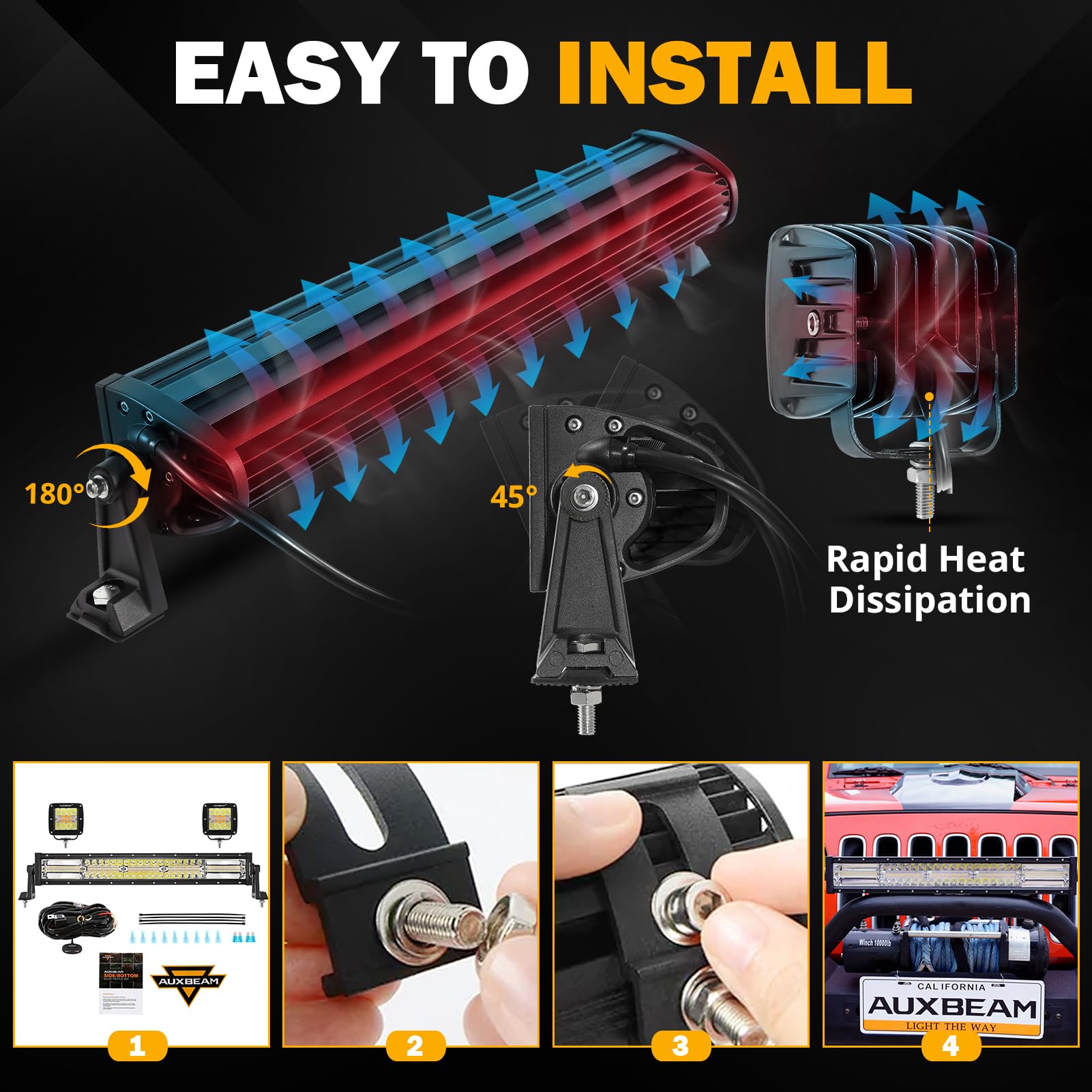 Auxbeam 22 Inch 120W Led Light Bar 2Pcs 3 Inch 96W Led Pods, Amber White Fog Light 6 Modes Strobe Lights For Work Truck, Spot Fl