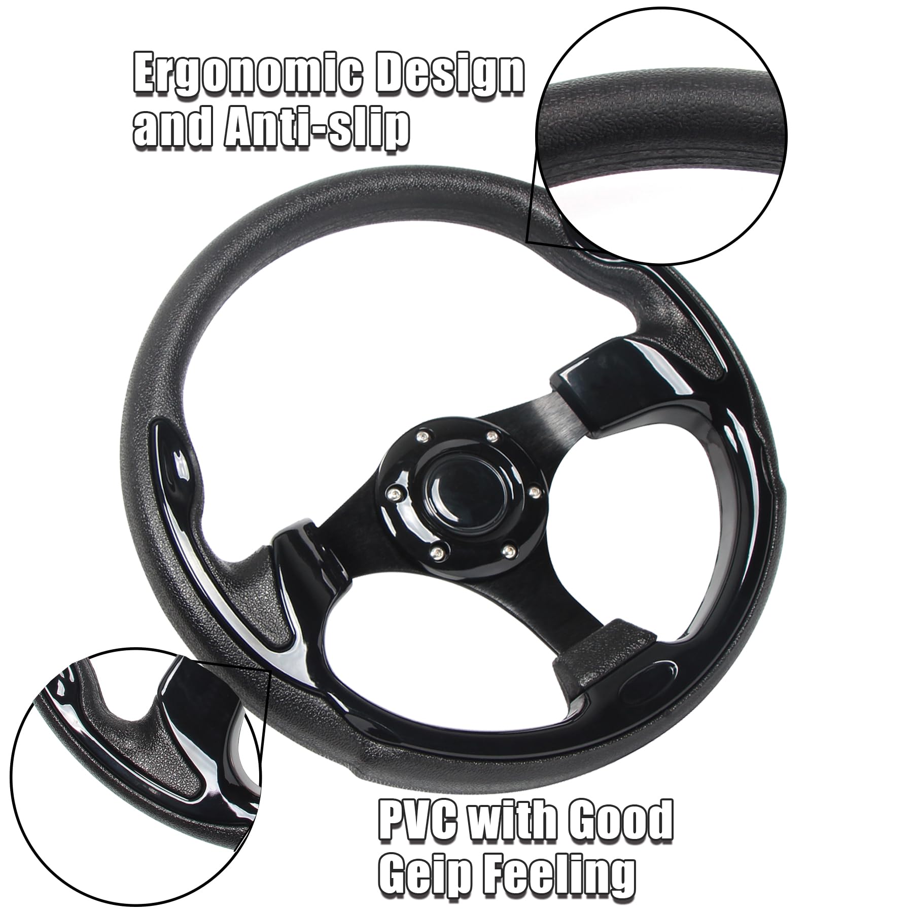 Universal Ezgo Steering Wheel With Black Aluminum Frame Golf Cart Steering Wheel Fit For Yamaha Club Car Ds And Precedent Steeri