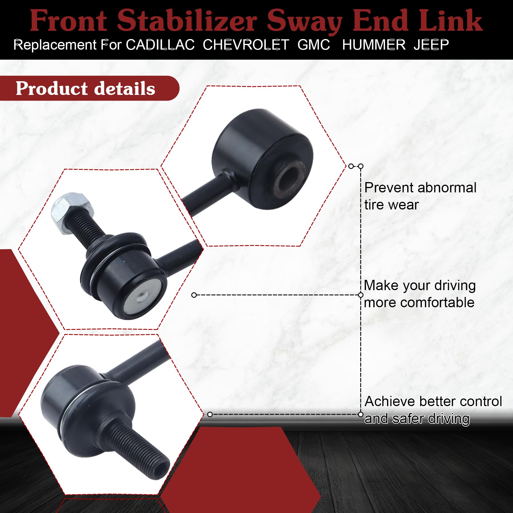 Stiueoav K6700 Sway Bar Link - Rear Stabilizer End Link Compatible With 2002-2020 Escalade?2002-2013 Avalanche?2000-2014 Suburba