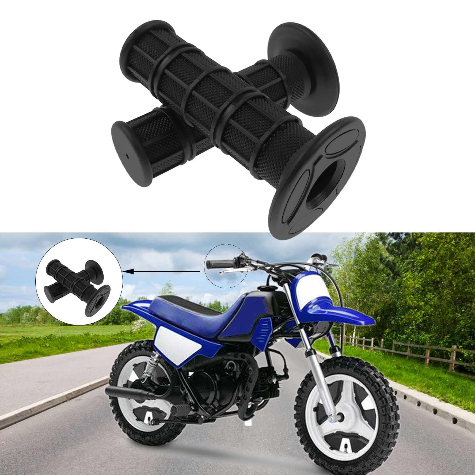 Flypig Universal 7/8' Motorcycle Handlebar Grips Bike Grips Non Slip Rubber Hand Grips For Honda Yamaha Suzuki Kawasaki Klx Crf Yzf Xr Polaris Arctic Cat Off Road Dirt Bike Handle Grips Black