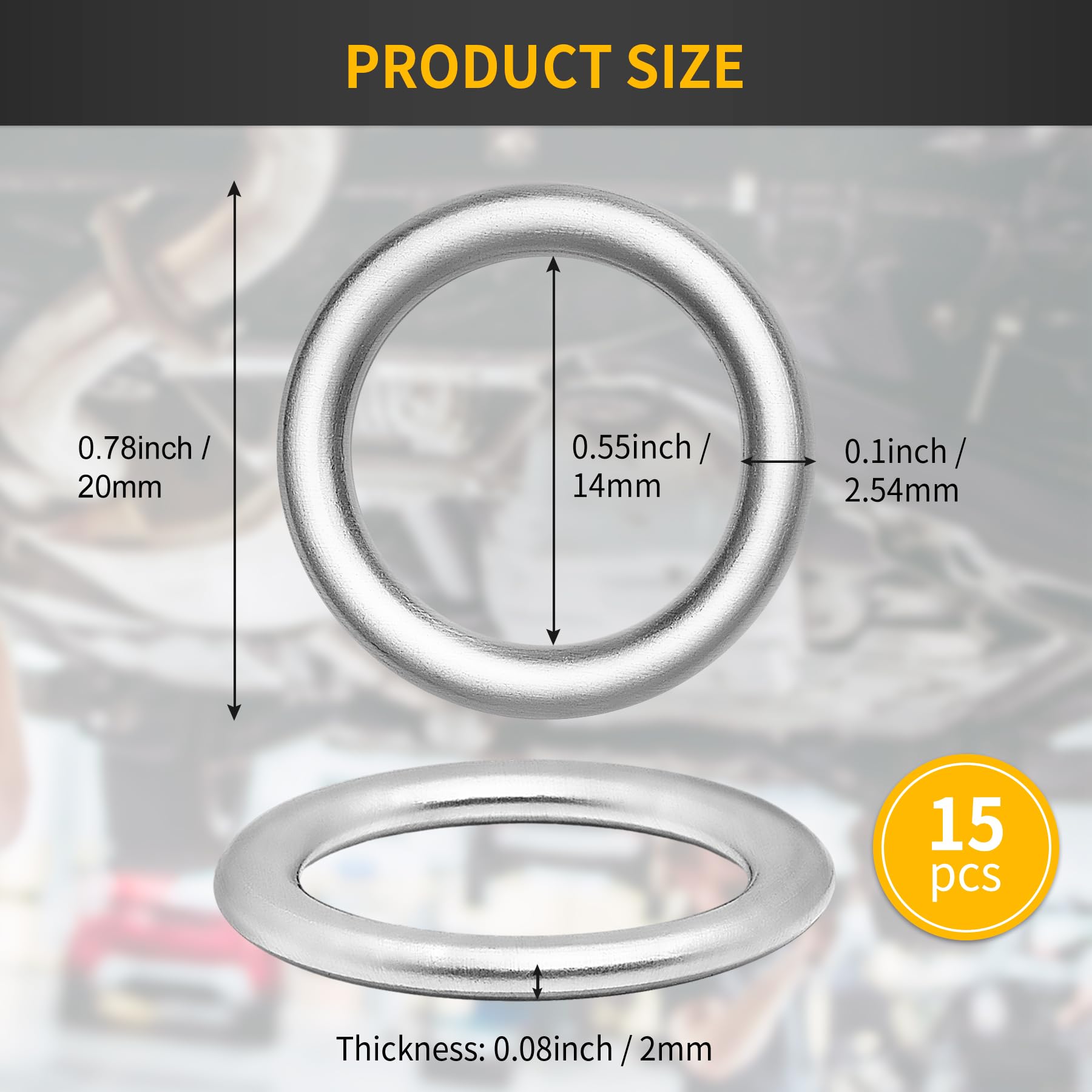 luxlead 15 PCS Engine Oil Drain Plug Crush Washer Seal Ring Aluminum Gaskets Compatible with Jetta Passat Tiguan Golf CC Audi A3