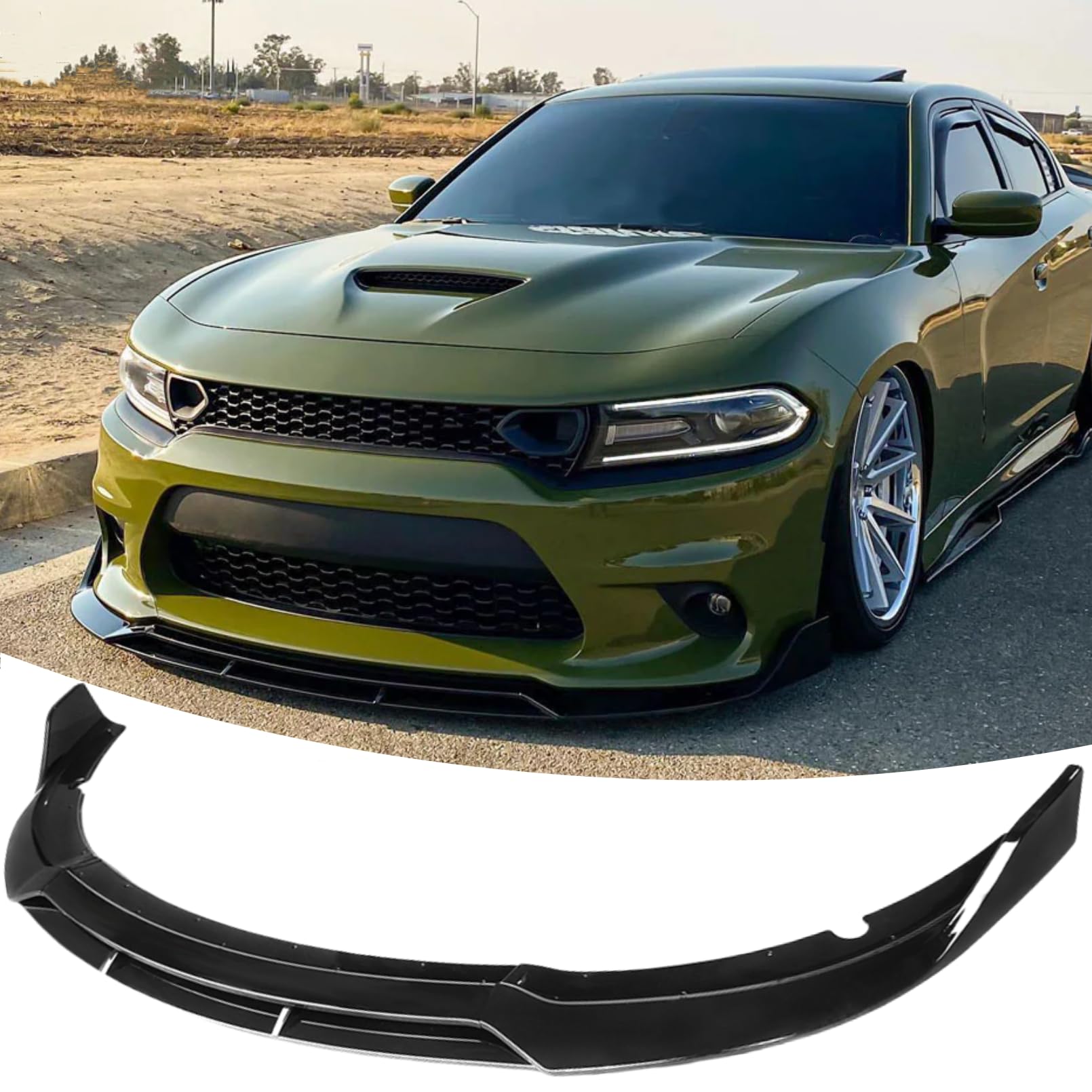 NEESPOC Front Bumper Lip Splitter Spoiler Fit for Dodge Charger SRT Hellcat/RT Scat Pack/Daytona/RT 392 2015-2023 Carbon Fiber S